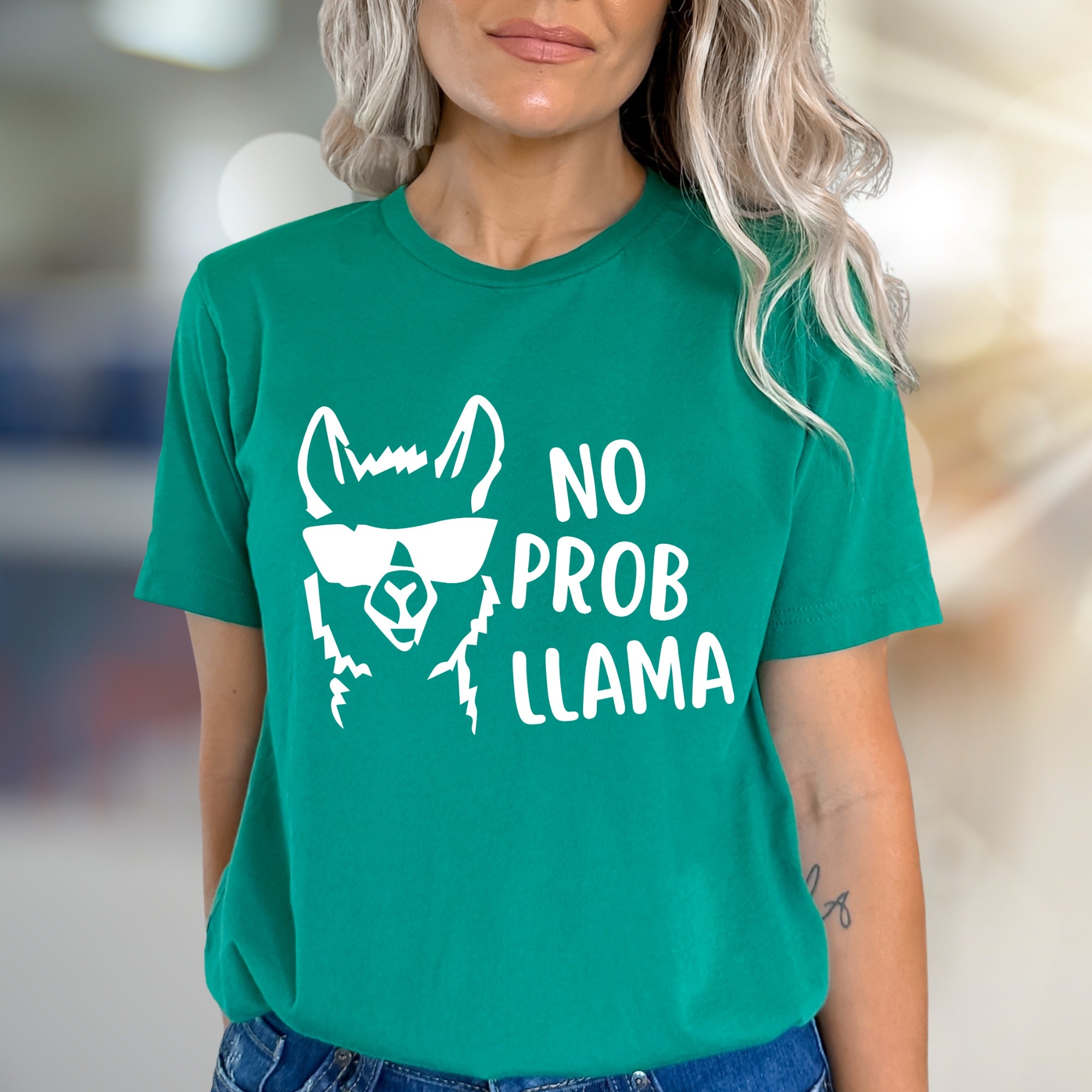 "NO PROB LLAMA" Cool Llama Graphic Tee, a Funny Animal Lover's Pick for Everyone