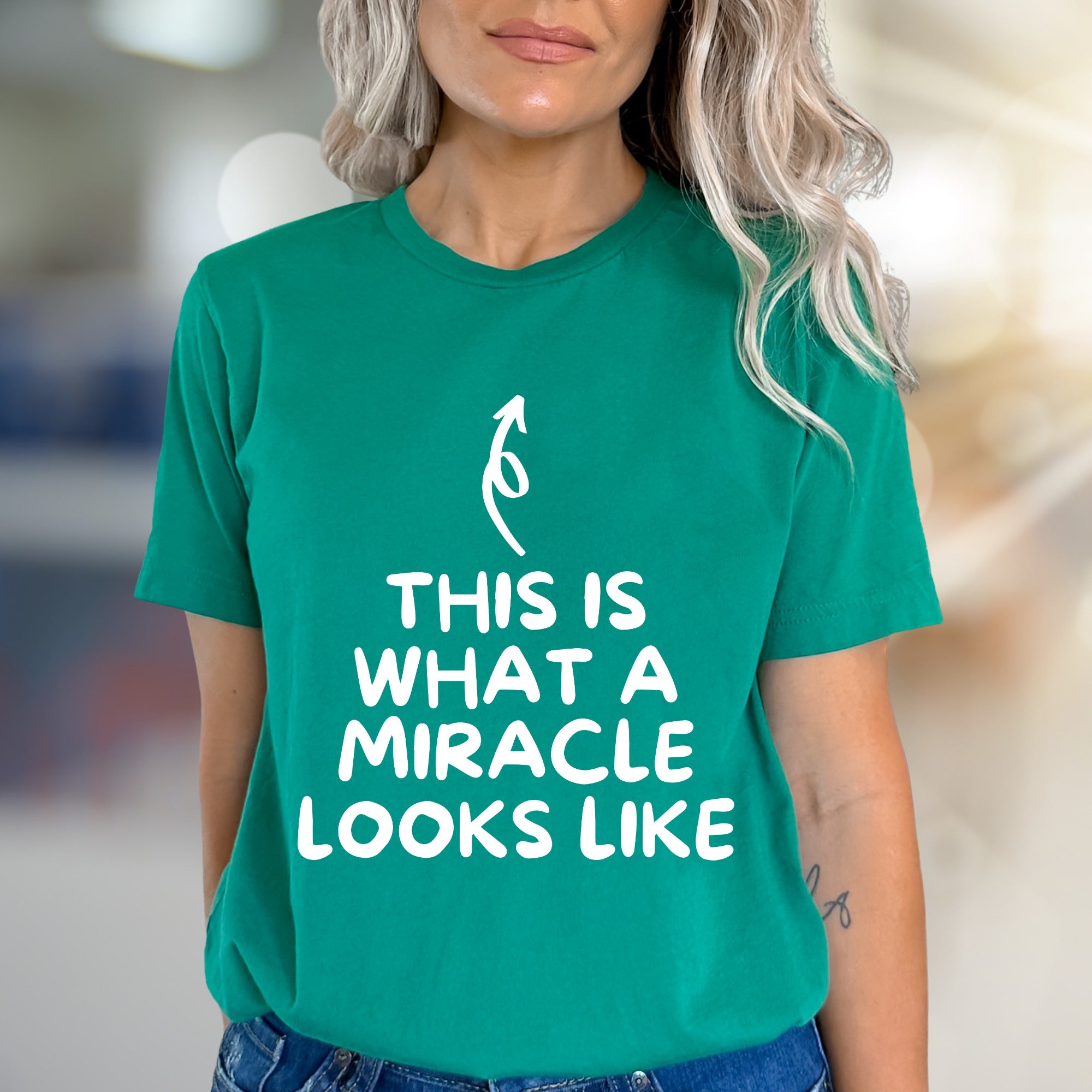 "THIS IS WHAT A MIRACLE LOOKS LIKE" Inspirational Graphic Tee, a Heartfelt Pick for New Parents