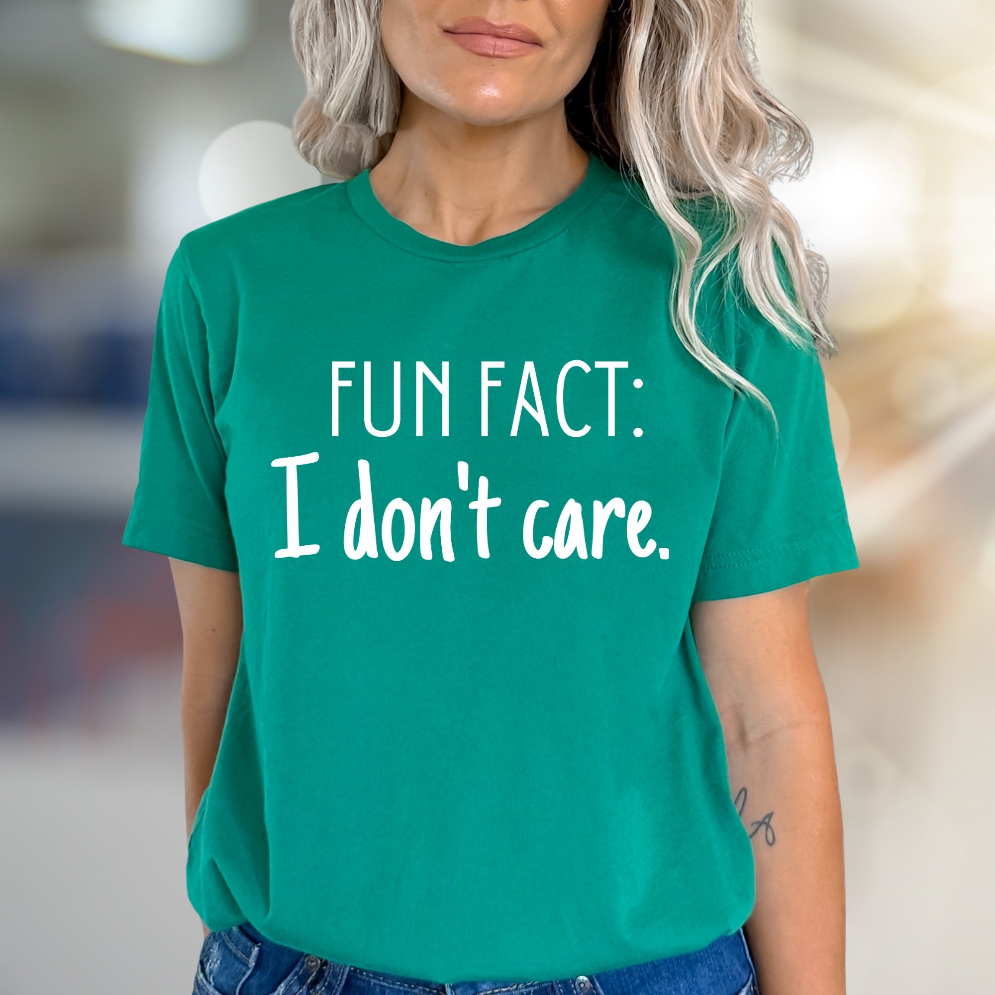 "FUN FACT: I don't care." Sarcastic Graphic Tee, A Bold Statement Pick for the Unbothered