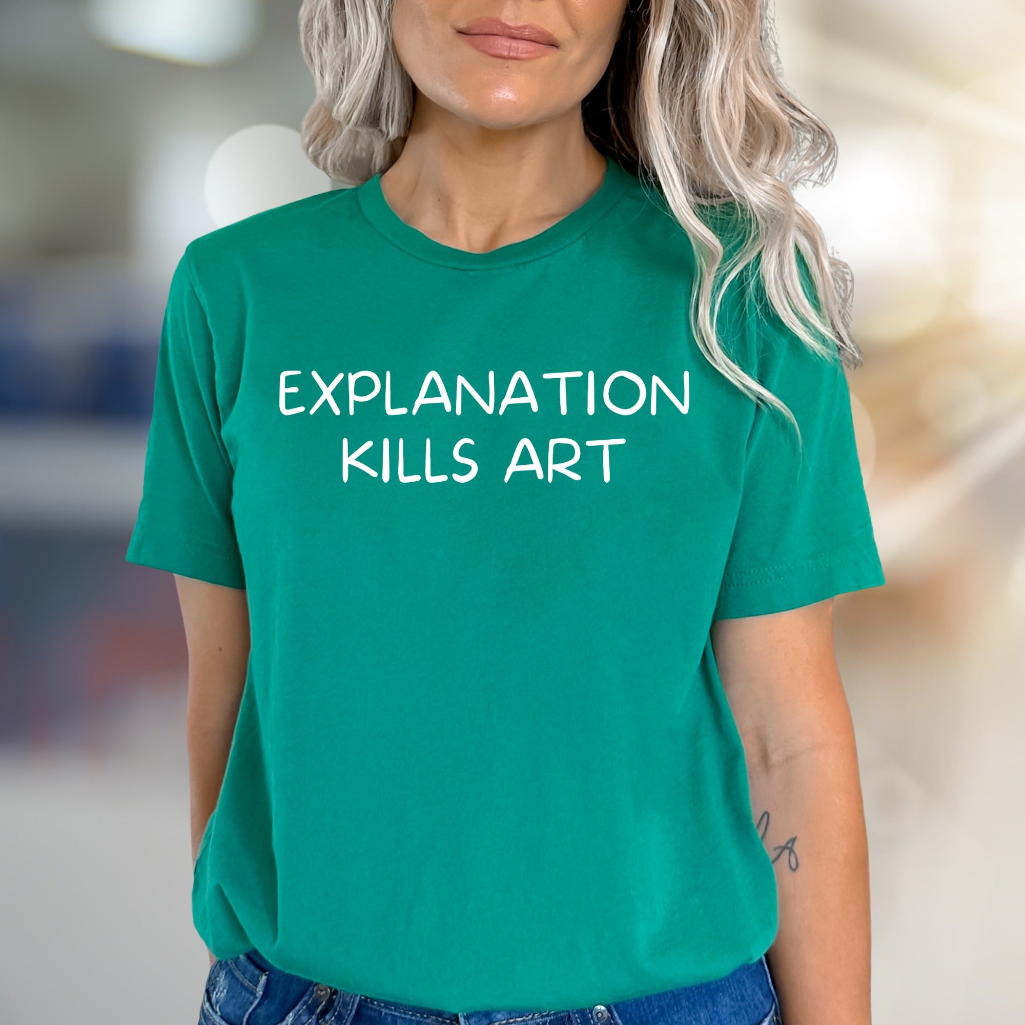 "Explanation Kills Art" Artistic Expression Graphic Tee, a Bold Pick for Creatives