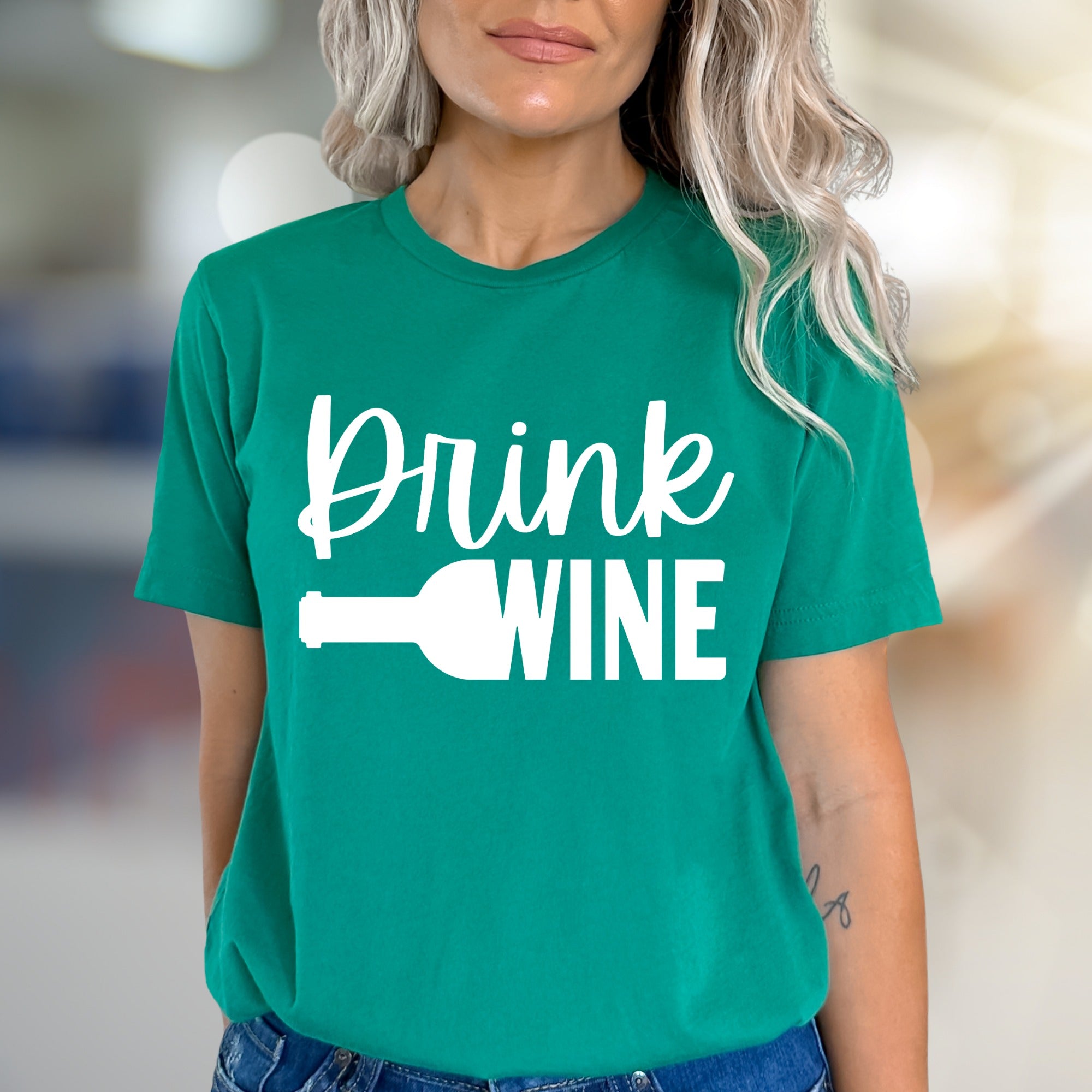 "Drink Wine" Fun Graphic Tee, a Casual Pick for Wine Lovers