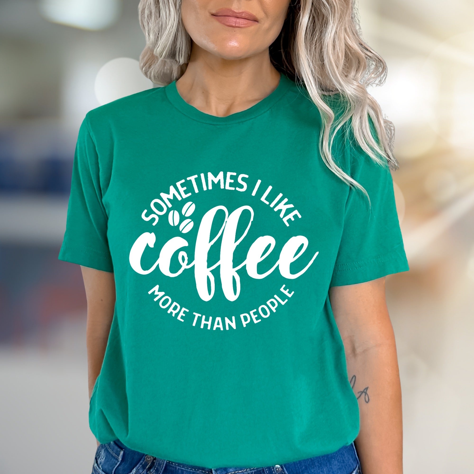 "Sometimes I Like Coffee More Than People" Quote Tee, a Coffee Lover's Relatable Pick