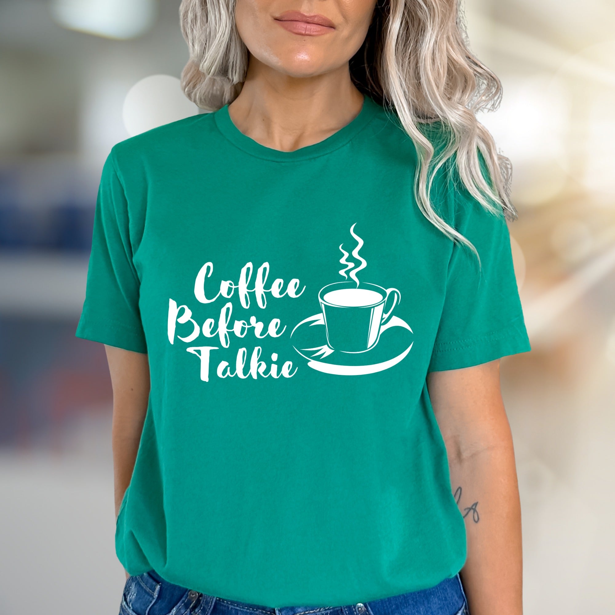 "Coffee Before Talkie" Morning Brew Graphic Tee, a Witty Pick for Coffee Lovers