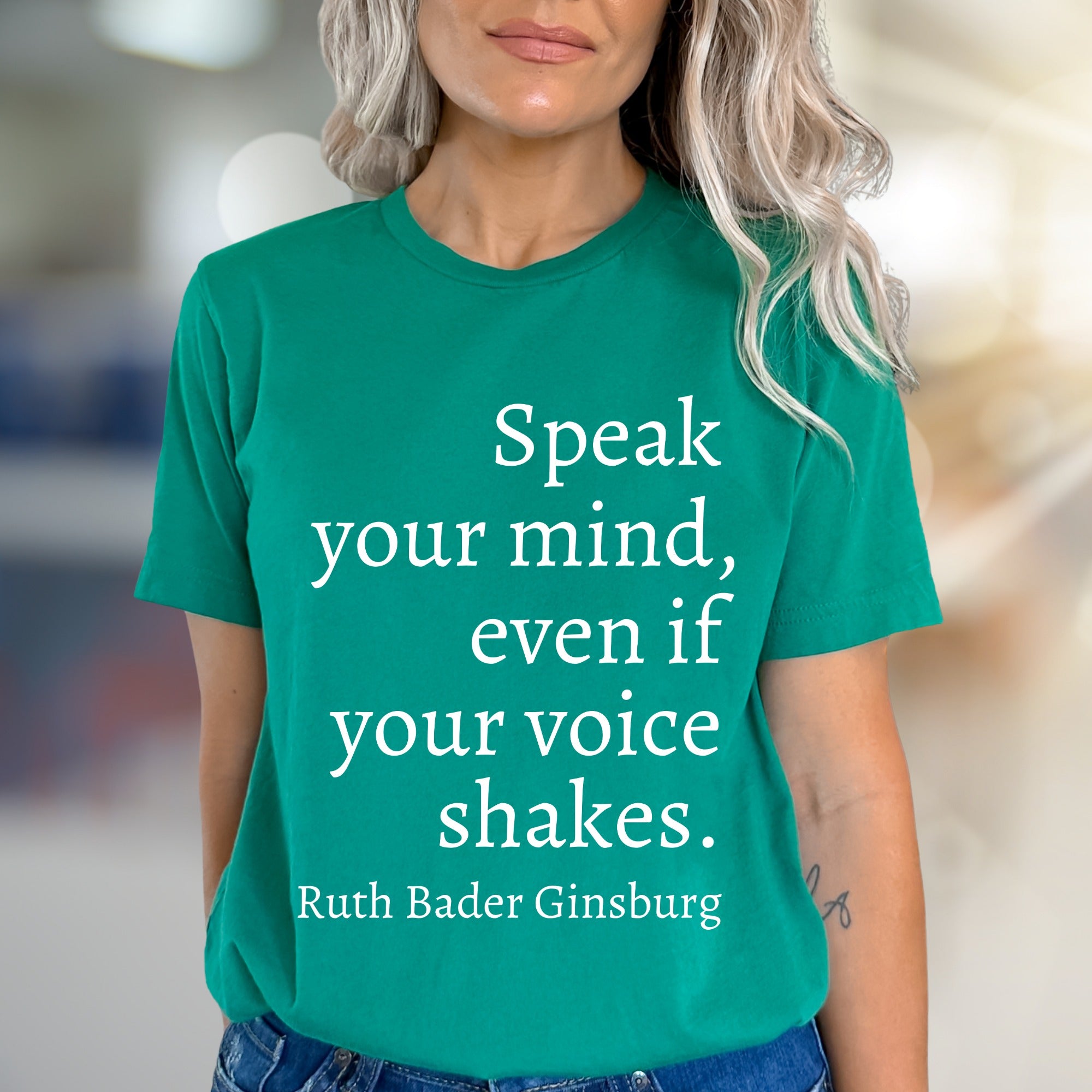 "Speak Your Mind" RBG Graphic Tee, an Empowering Pick for Activists
