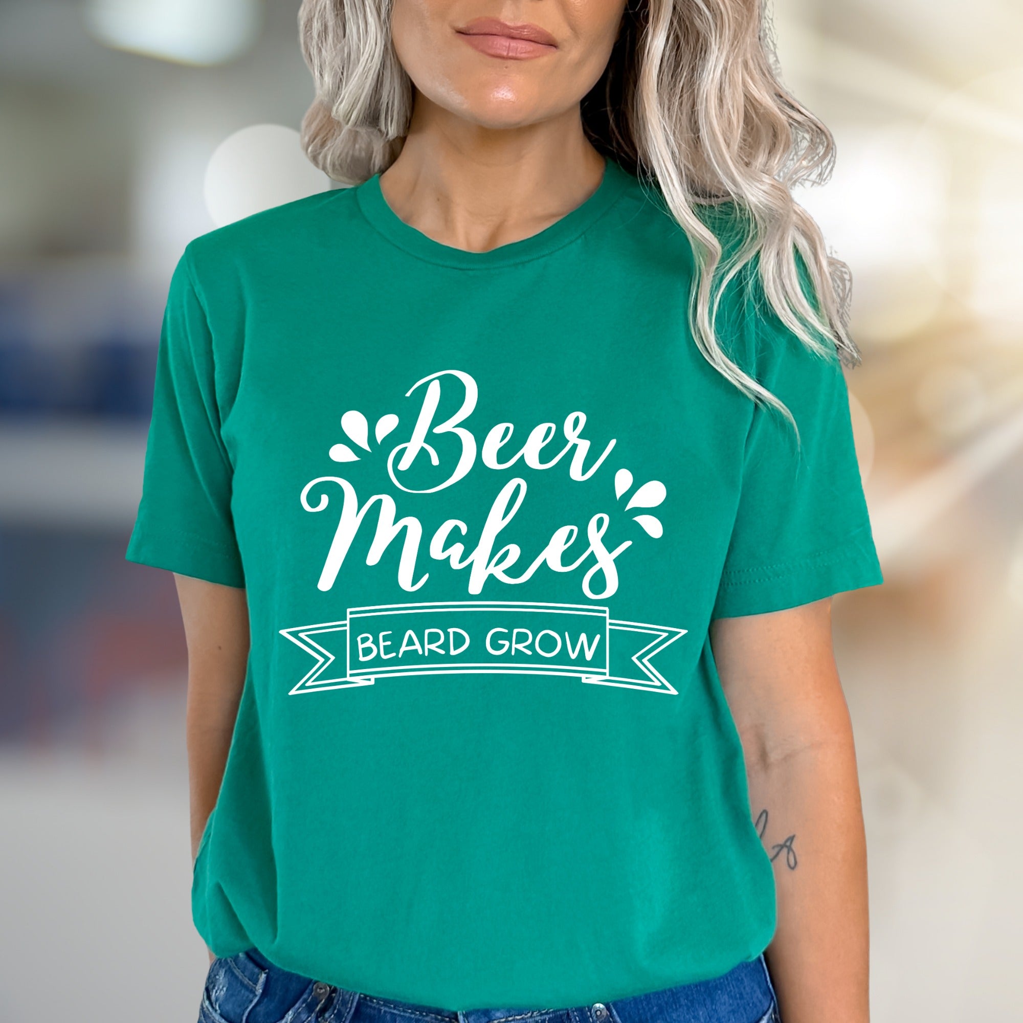 "Beer Makes Beard Grow" Funny Beer Graphic Tee, a Novelty Pick for Beer Lovers