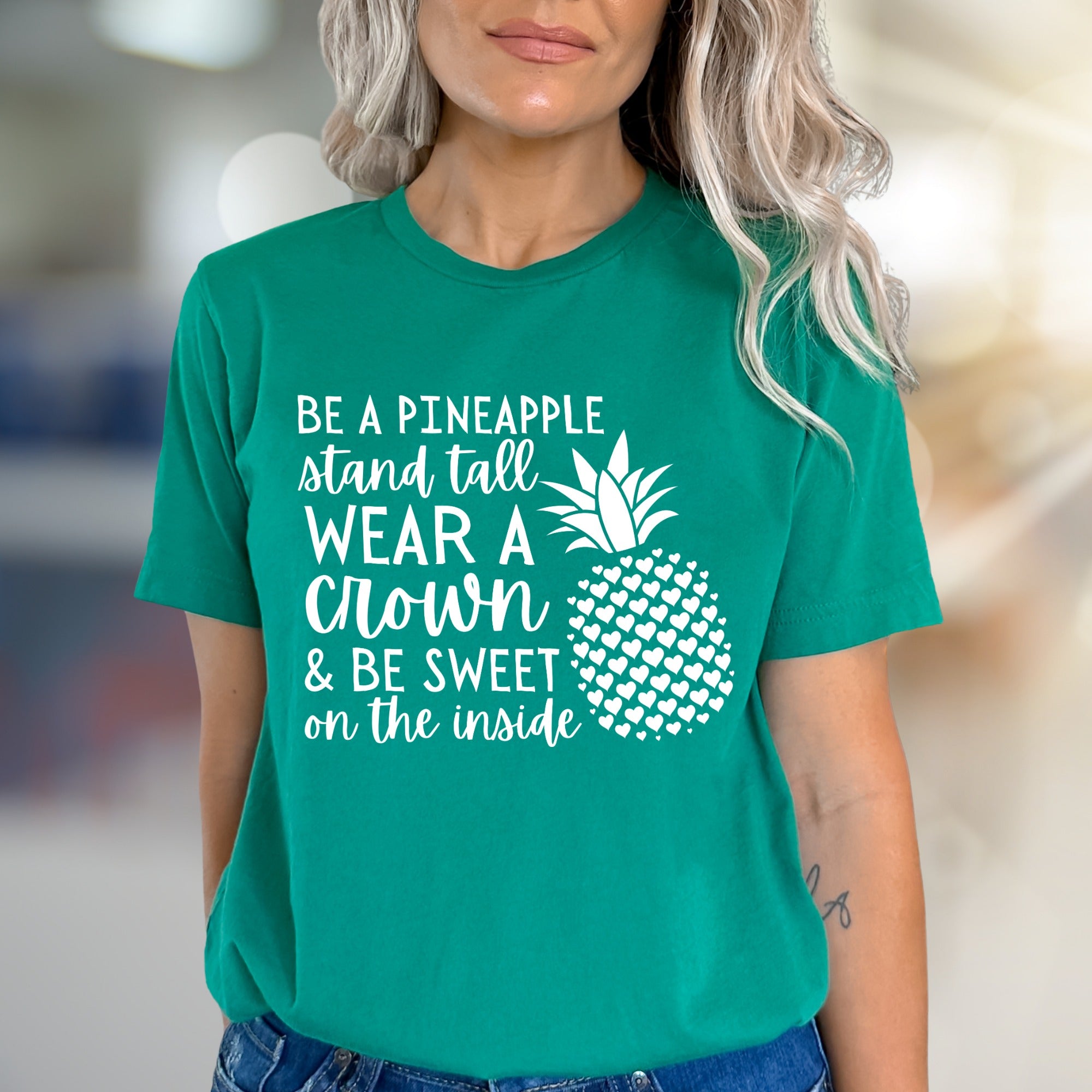 "BE A PINEAPPLE" Inspirational Pineapple Graphic Tee, A Self-Love Pick for Women