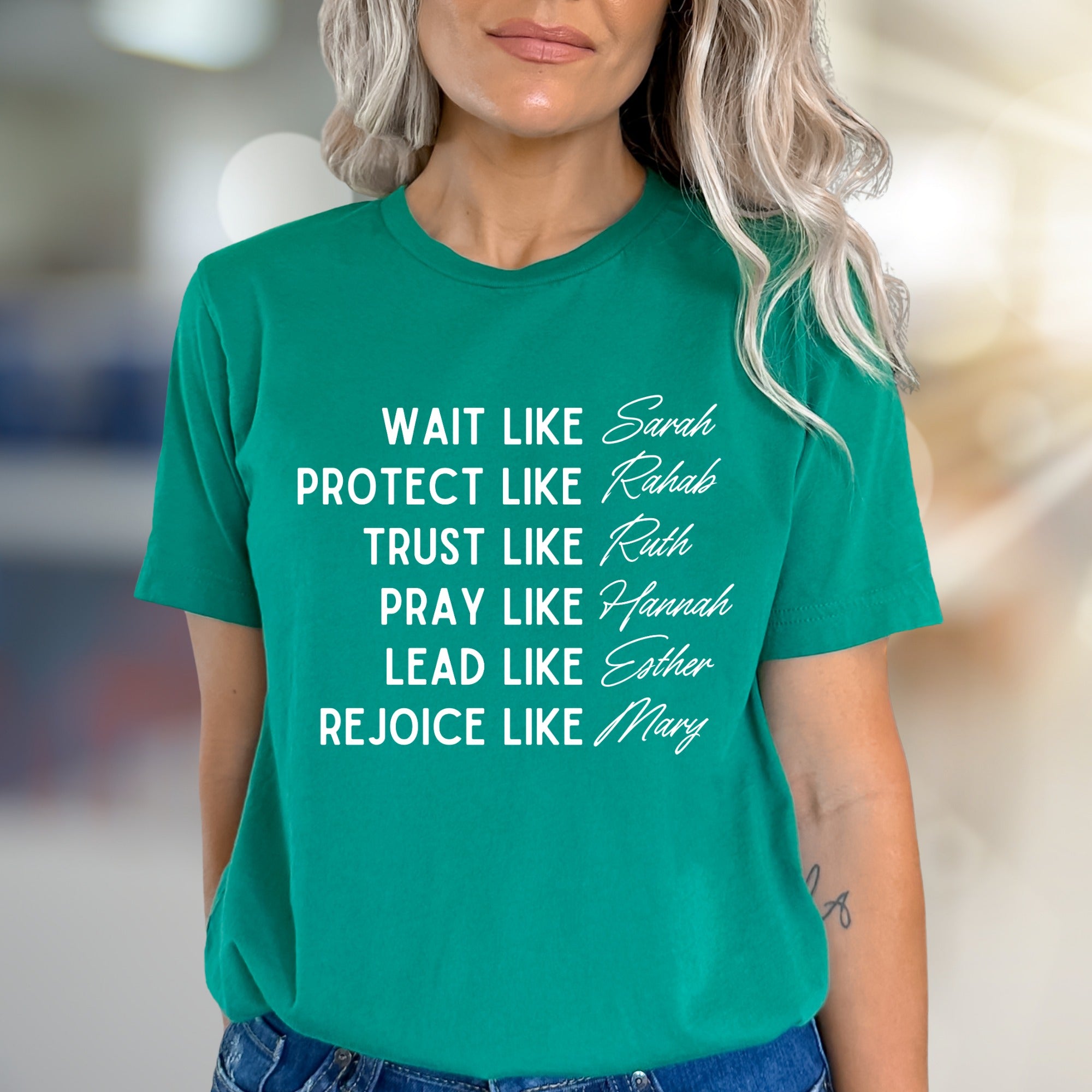 "WAIT LIKE Sarah" Biblical Women Graphic T-Shirt, a Faith-Inspired Pick for Believers