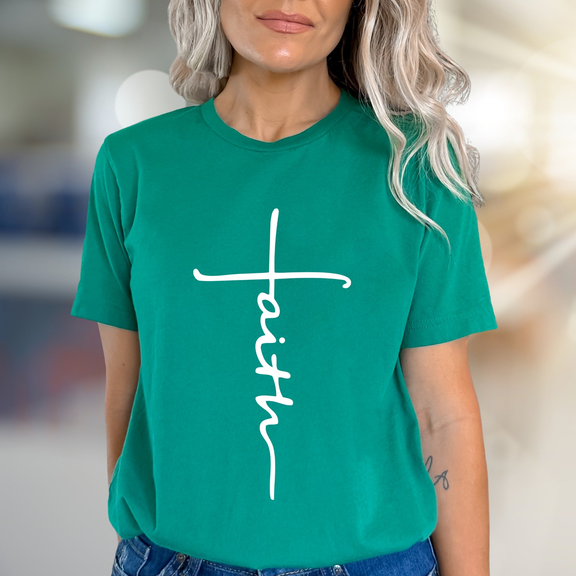 "Faith" Script Cross Graphic Tee, a Spiritual Lifestyle Pick for Everyone