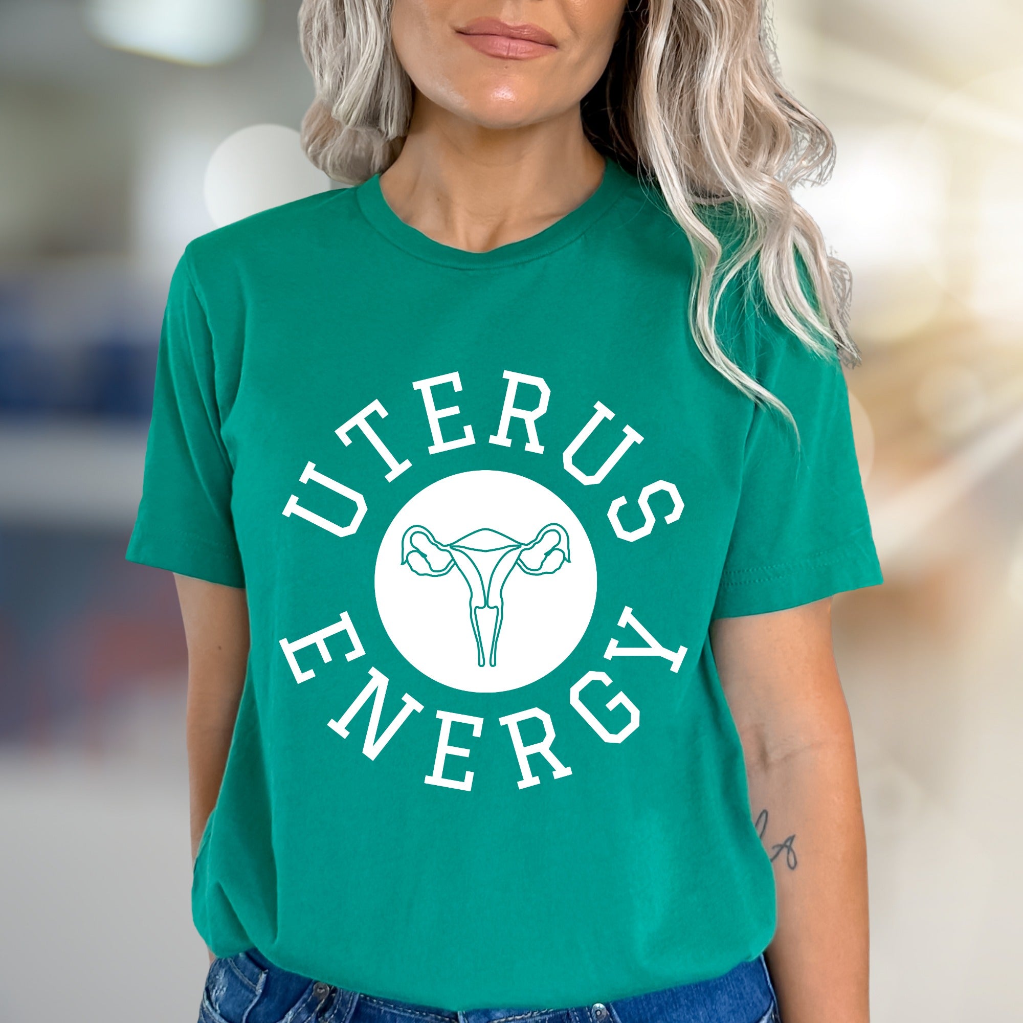"UTERUS ENERGY" Feminist Statement Graphic Tee, a Bold Pick for Activists