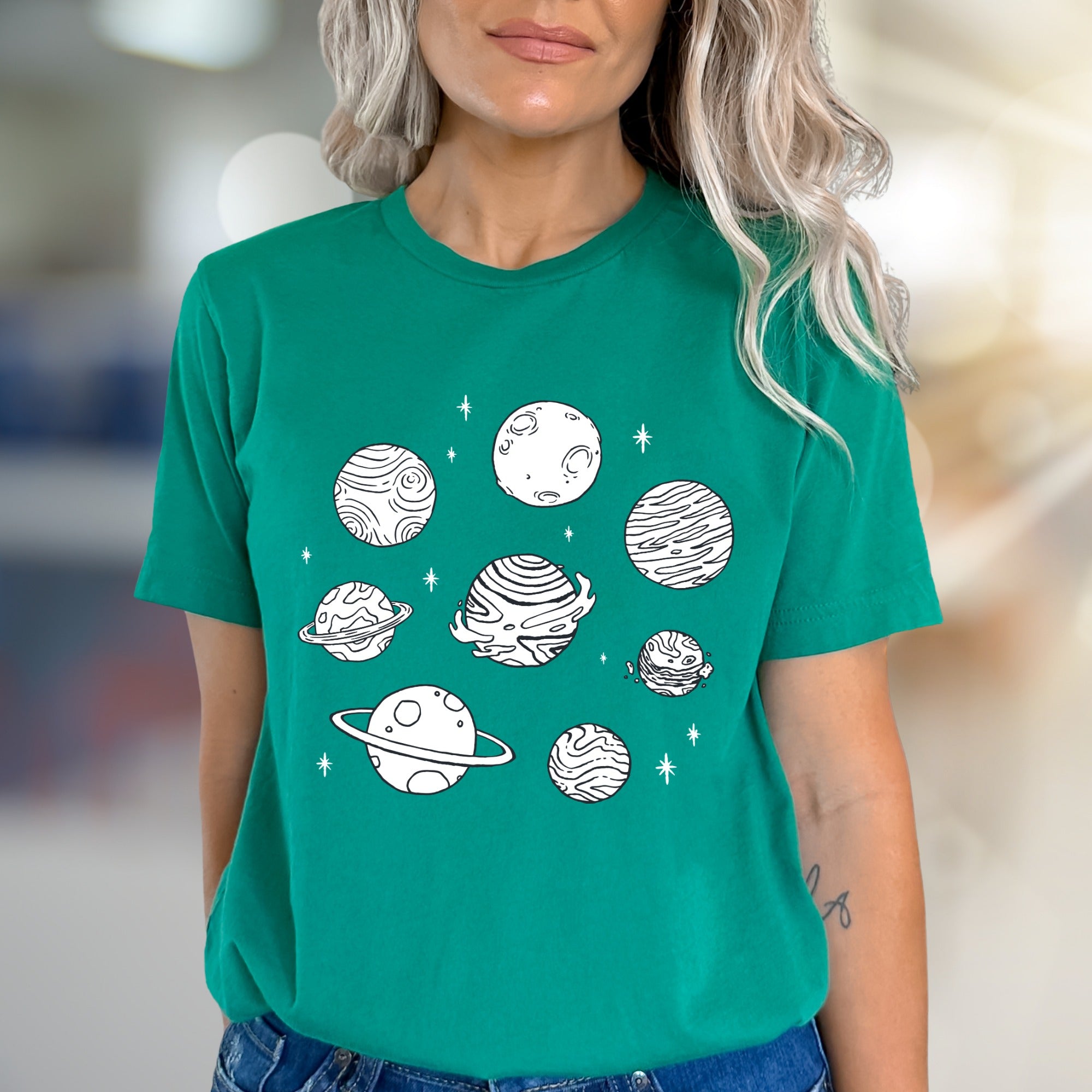 Cosmic Planets Graphic Tee, A Celestial Pick for Stargazers