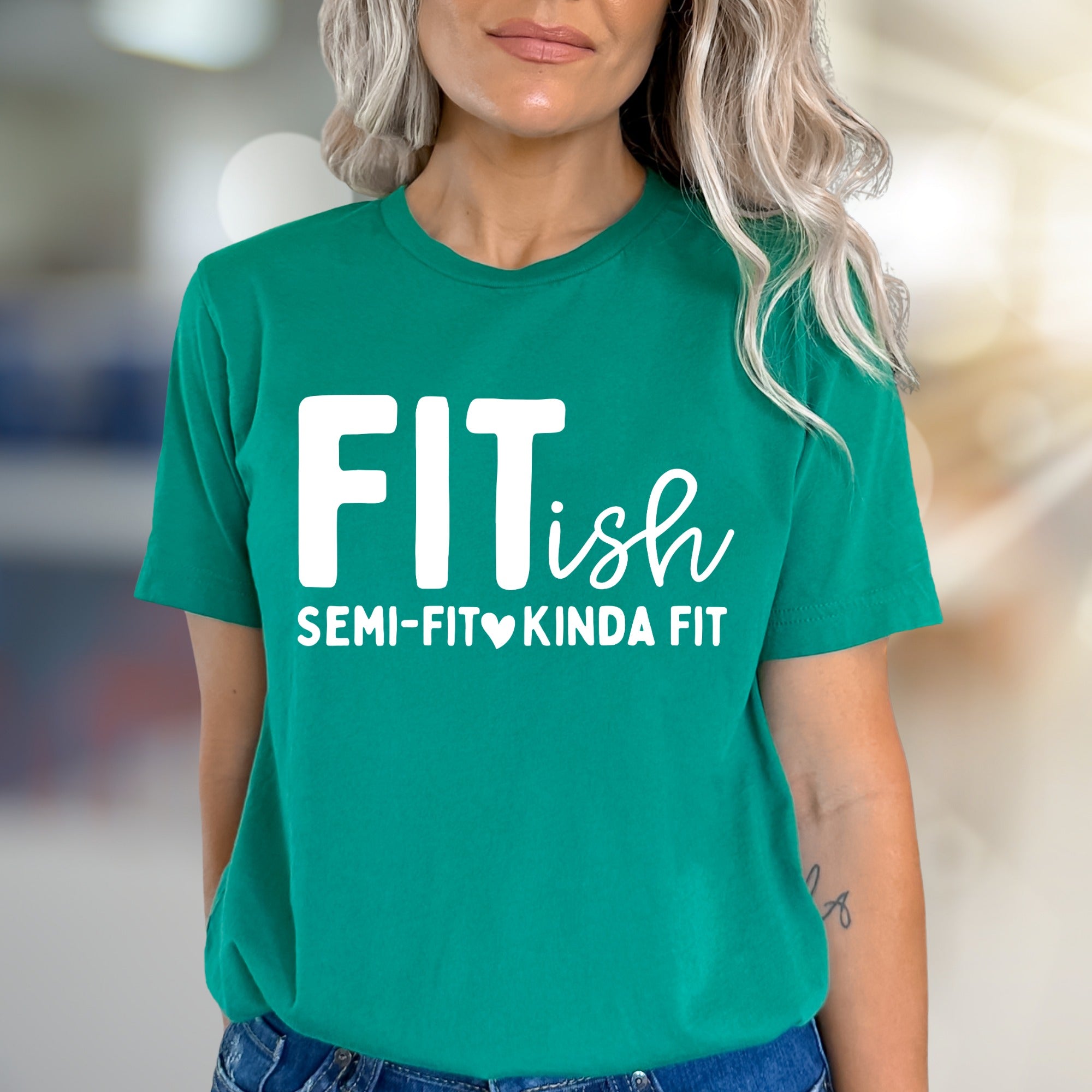 "FITish Semi-Fit Kinda Fit" Funny Humorous Graphic Tee, a Gym Life Pick for Casual Wear