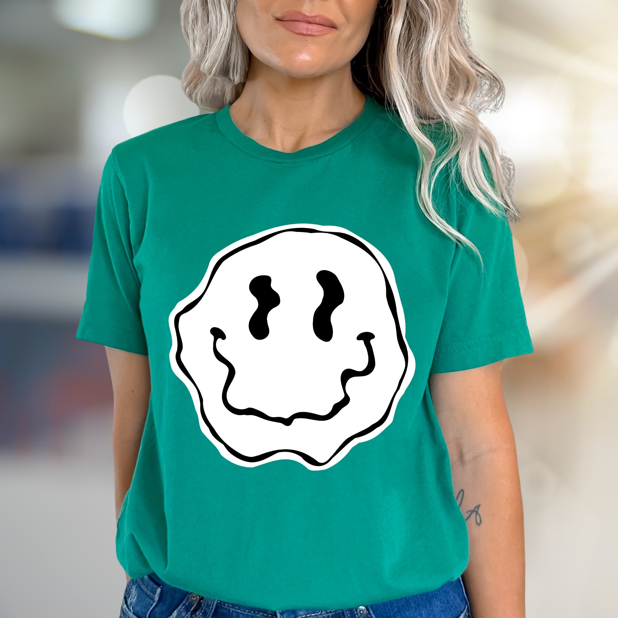 Melty Blob Smiley Face Graphic Tee, a Groovy Abstract Pick for Expressive Souls