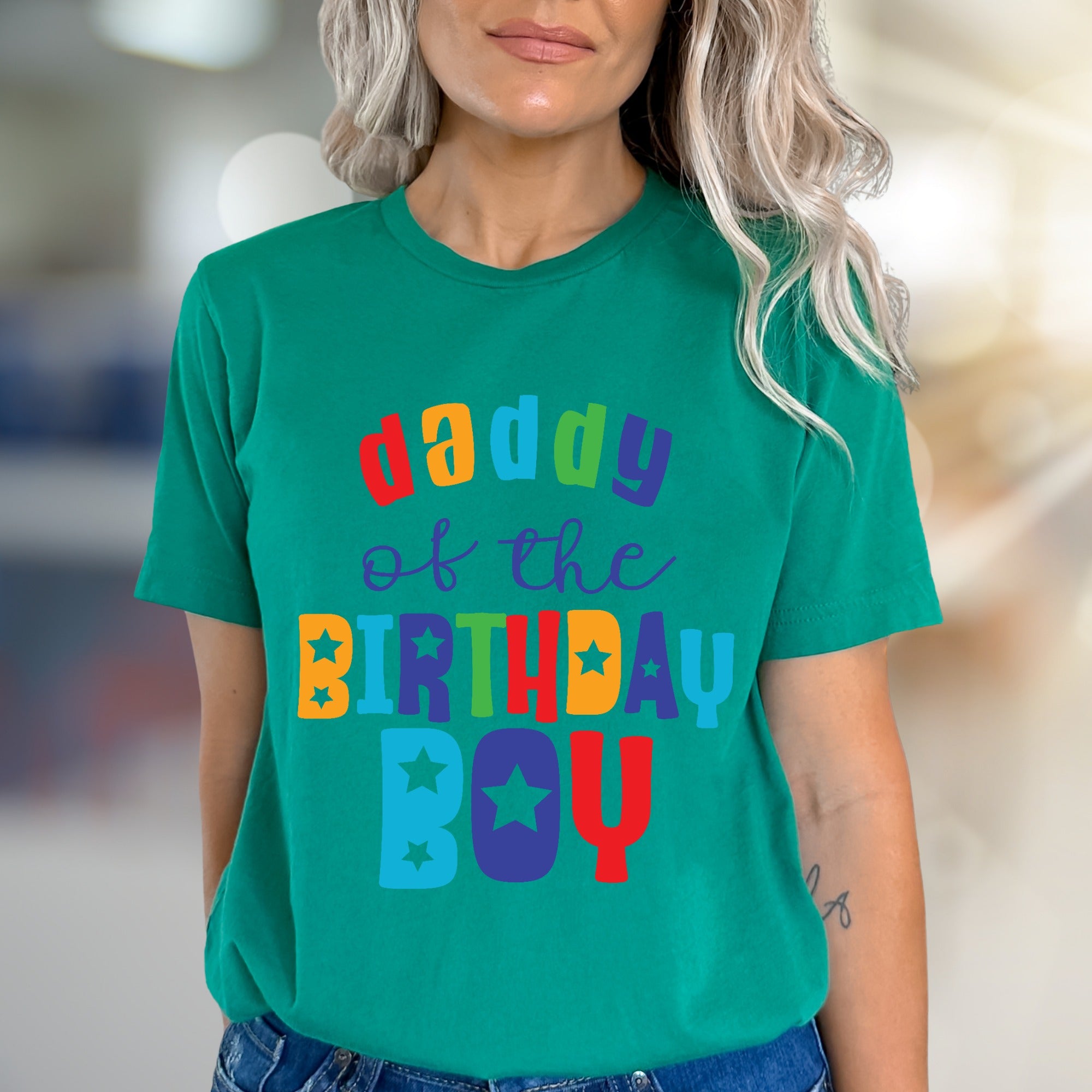 "Daddy of the Birthday Boy" Colorful Graphic Tee, a Celebration Pick for Dads