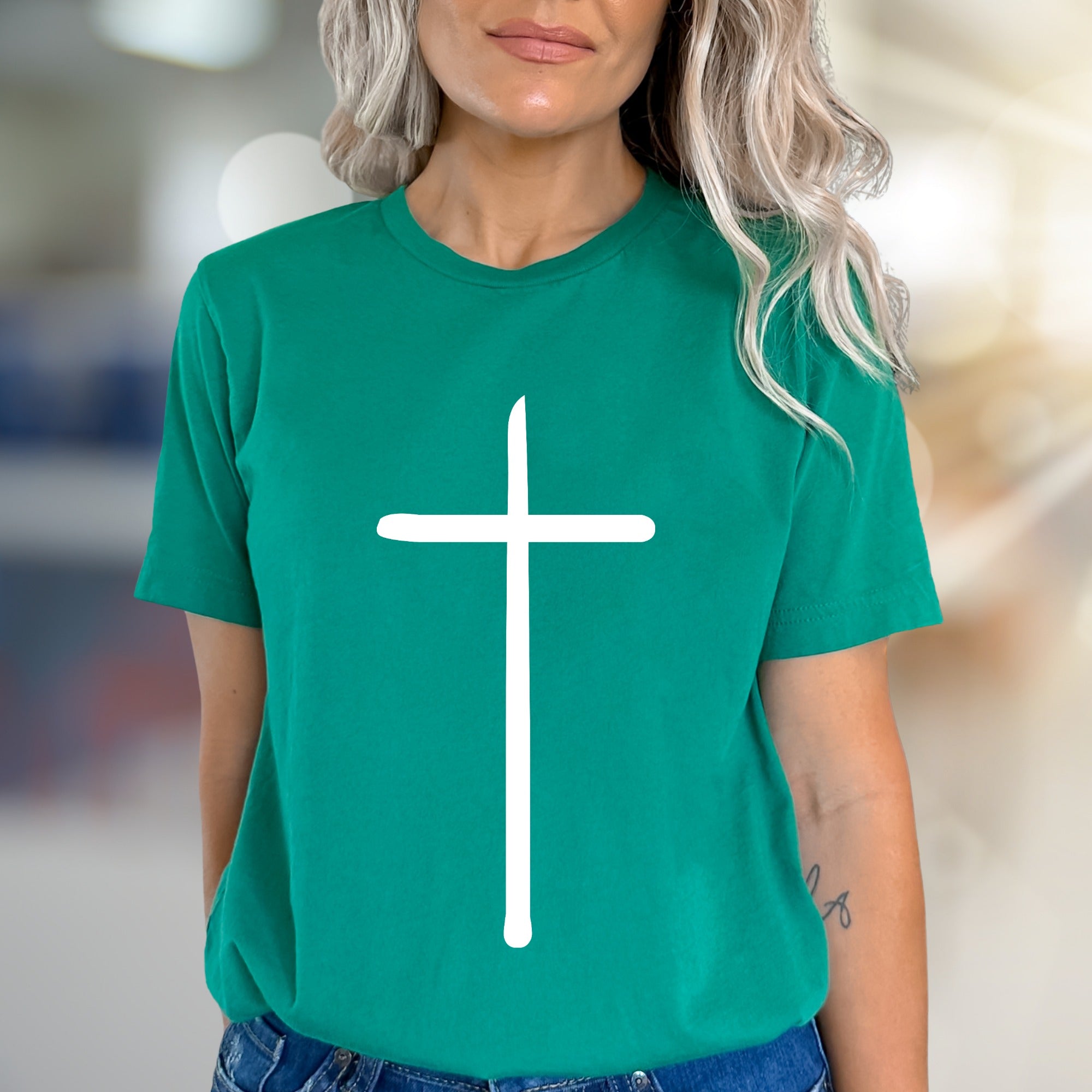 Minimalist Cross Graphic Tee, A Spiritual Statement for Faith Enthusiasts