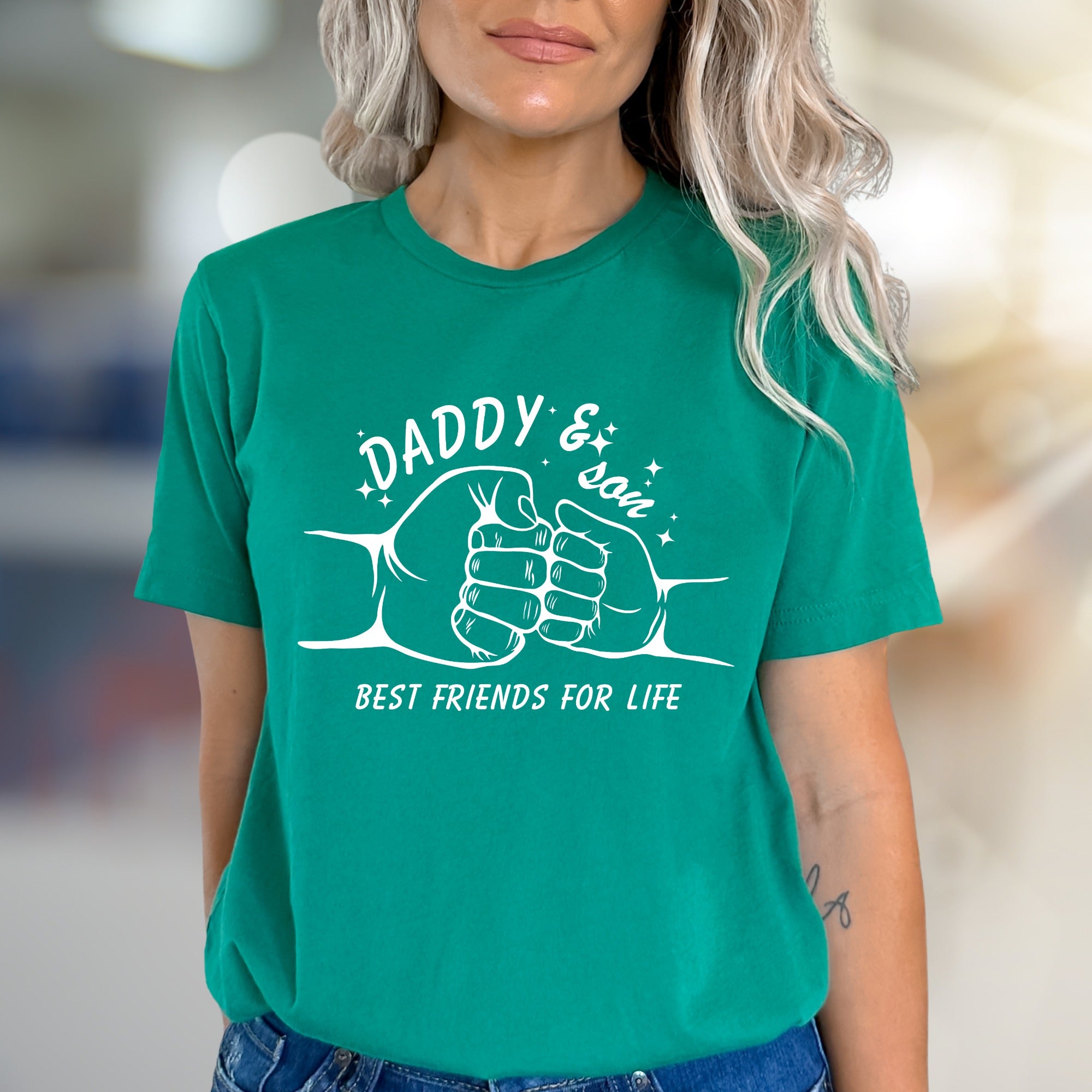 "DADDY & Son Best Friends For Life" Fist Bump Graphic Tee, A Family Bond Pick for Dads & Sons