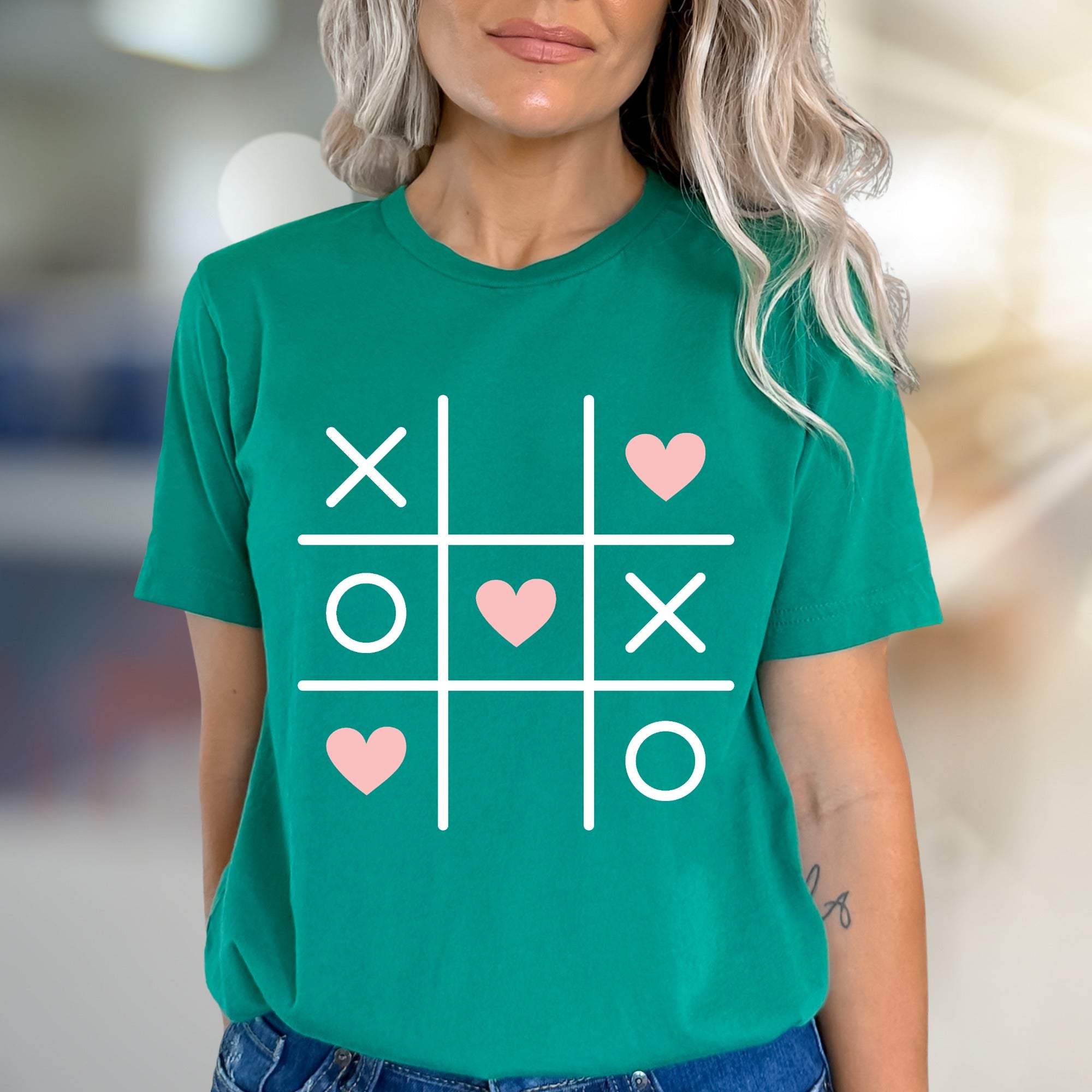 Tic Tac Toe Hearts Game Graphic Tee, A Playful Pick for Romantics