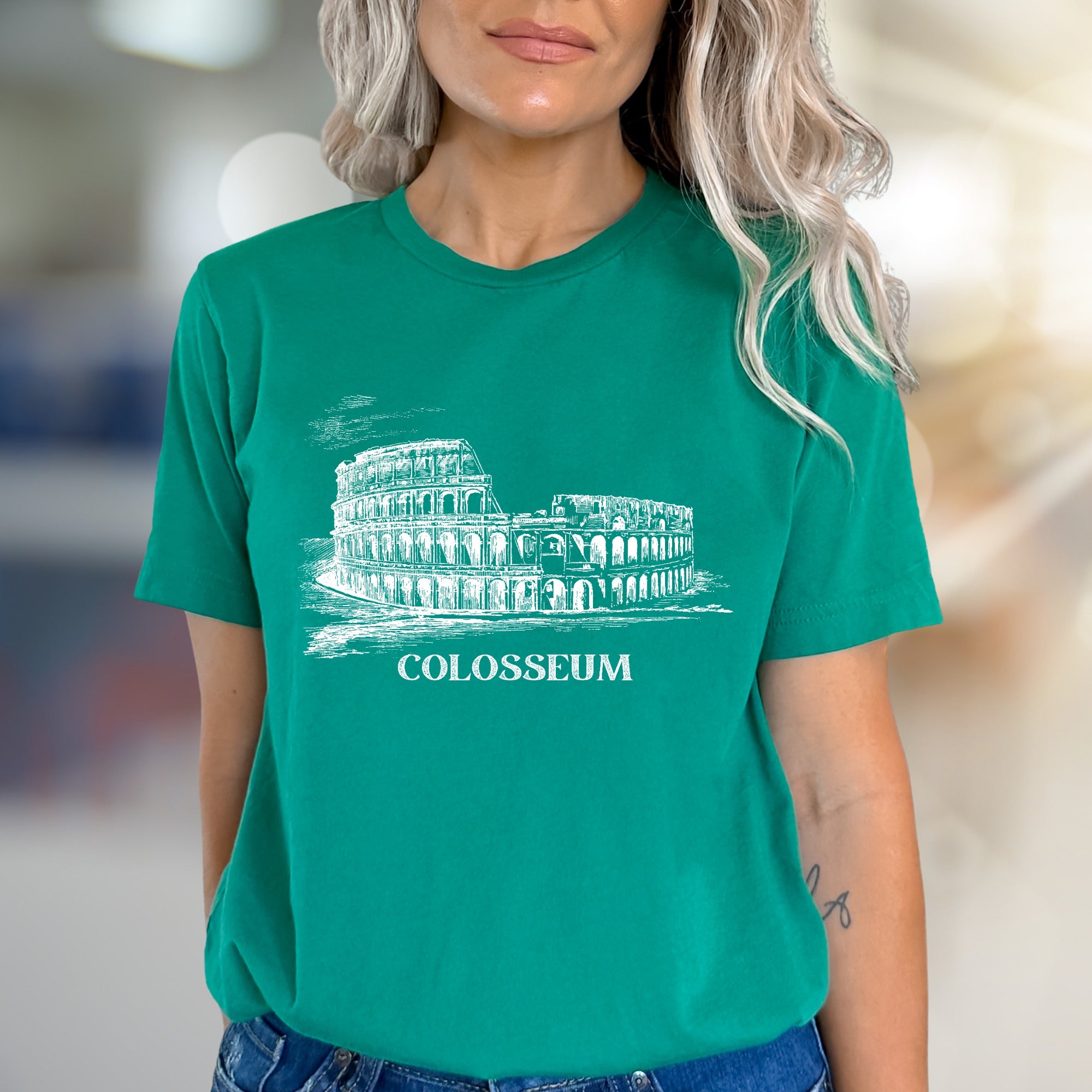"COLOSSEUM" Roman Landmark Graphic Tee, a Travel Souvenir Pick for History Buffs