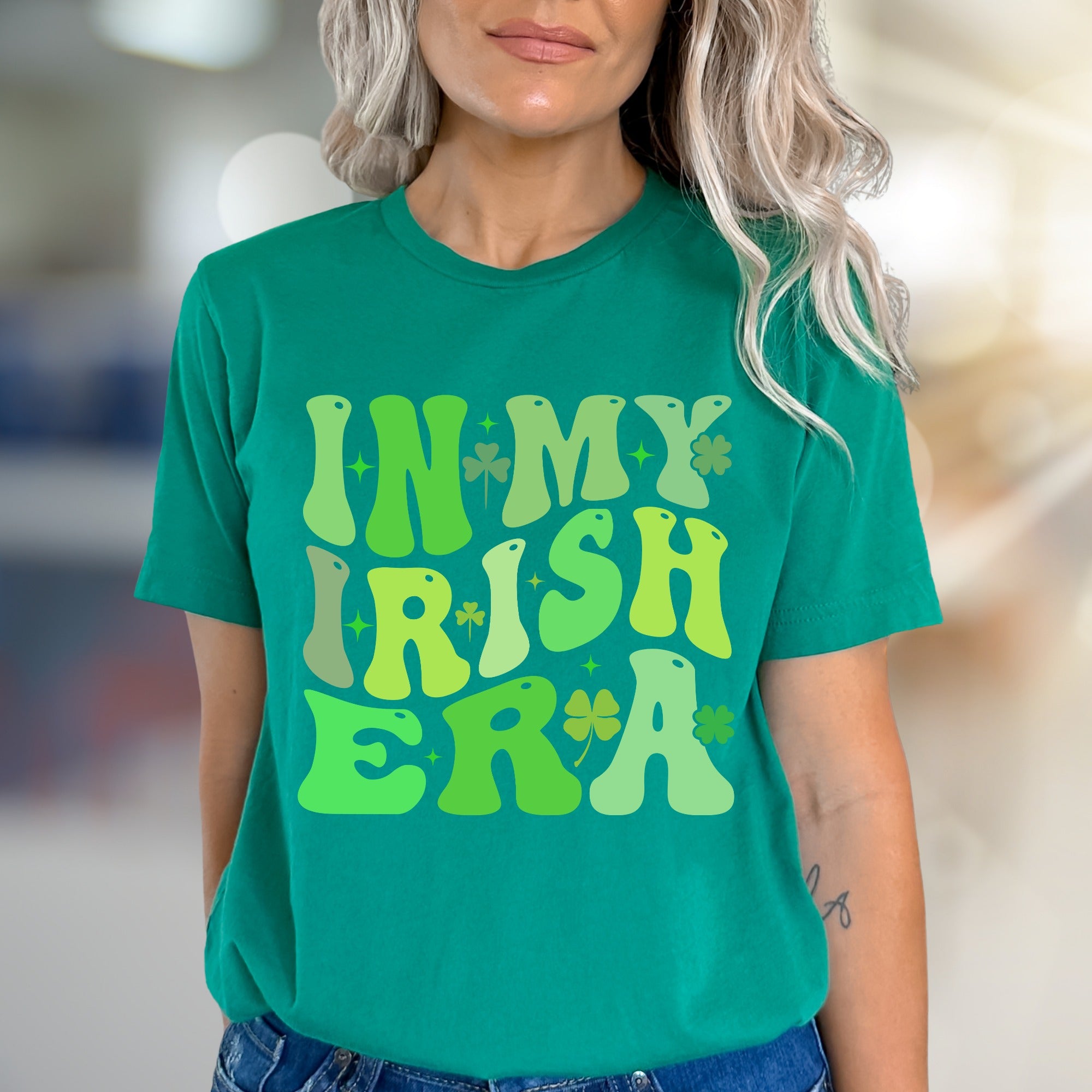 "IN MY IRISH ERA" Retro St. Paddy's Day Graphic Tee, a Festive Pick for Celebration Enthusiasts