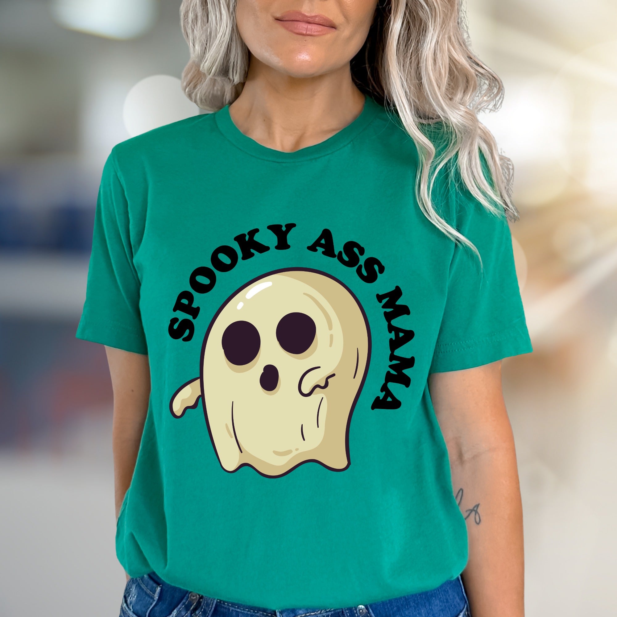 “SPOOKY ASS MAMA” Ghost Graphic Tee, a Halloween Vibe for Moms