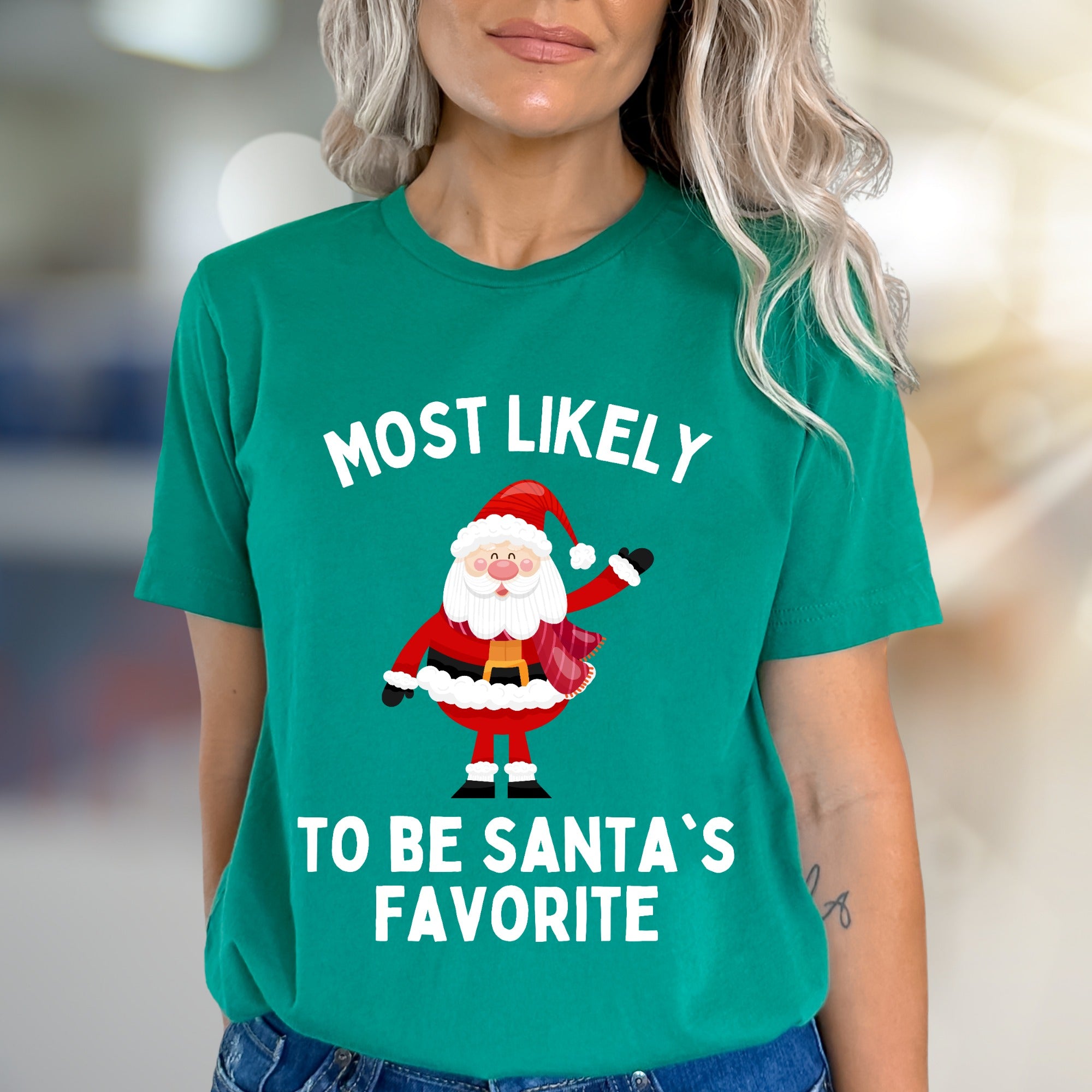 "Most Likely to Be Santa's Favorite" Christmas Graphic Tee, a Jolly Holiday Pick for Everyone