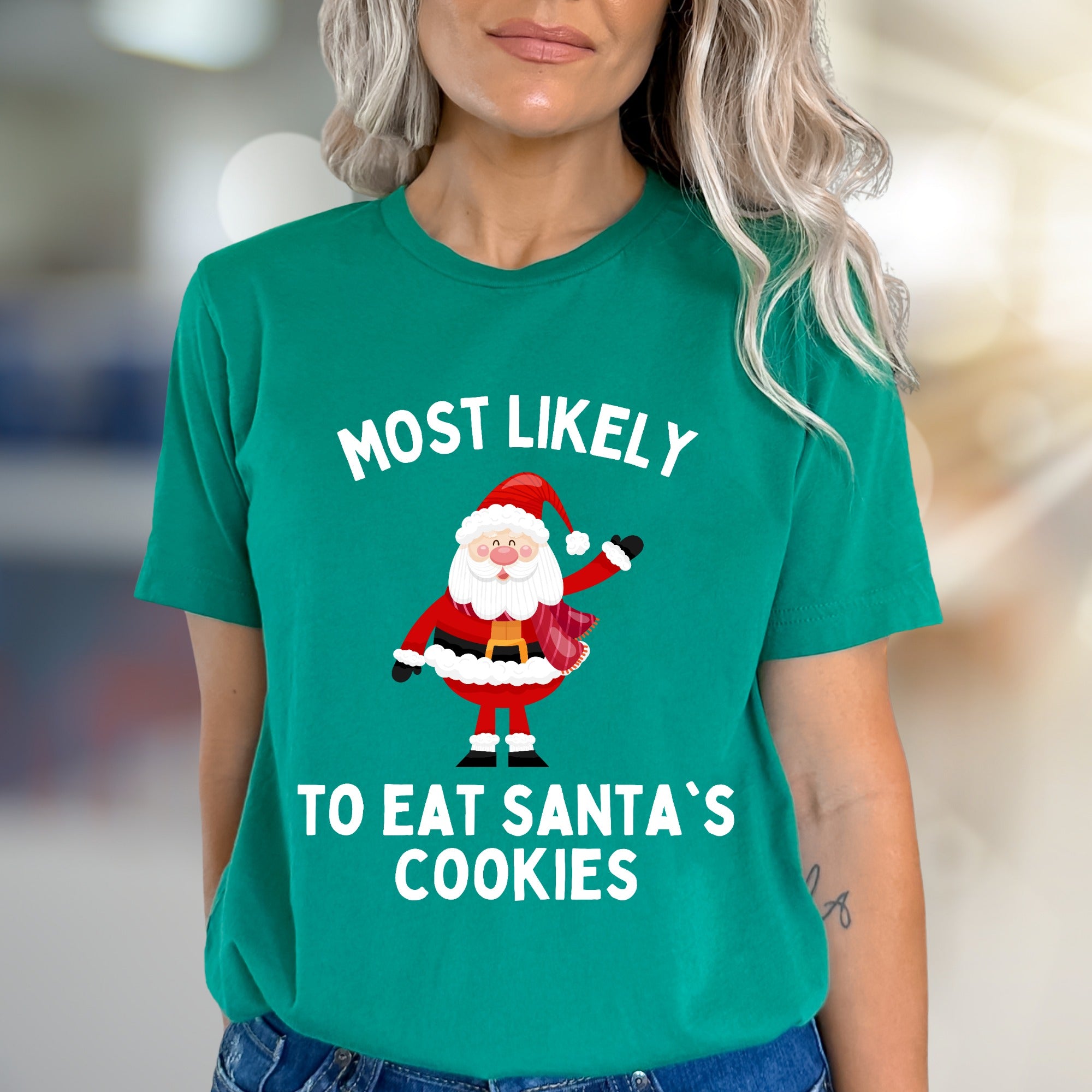 "Most Likely To Eat Santa's Cookies" Holiday Graphic Tee, A Festive Christmas Pick for Cookie Lovers