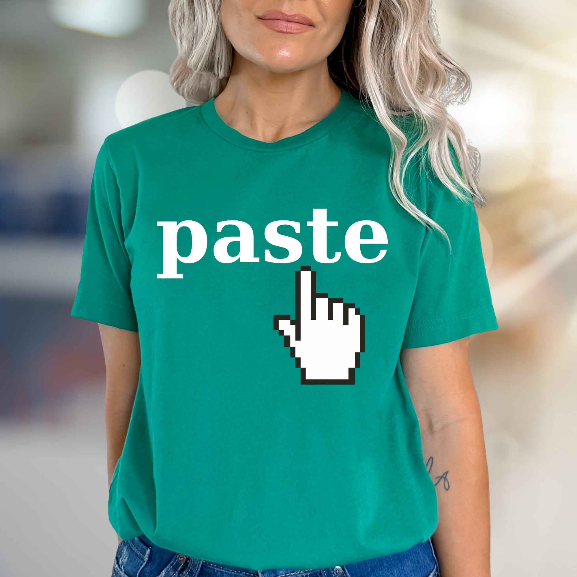 "Paste" Pixel Click Graphic Tee, a Retro Tech Pick for Innovators