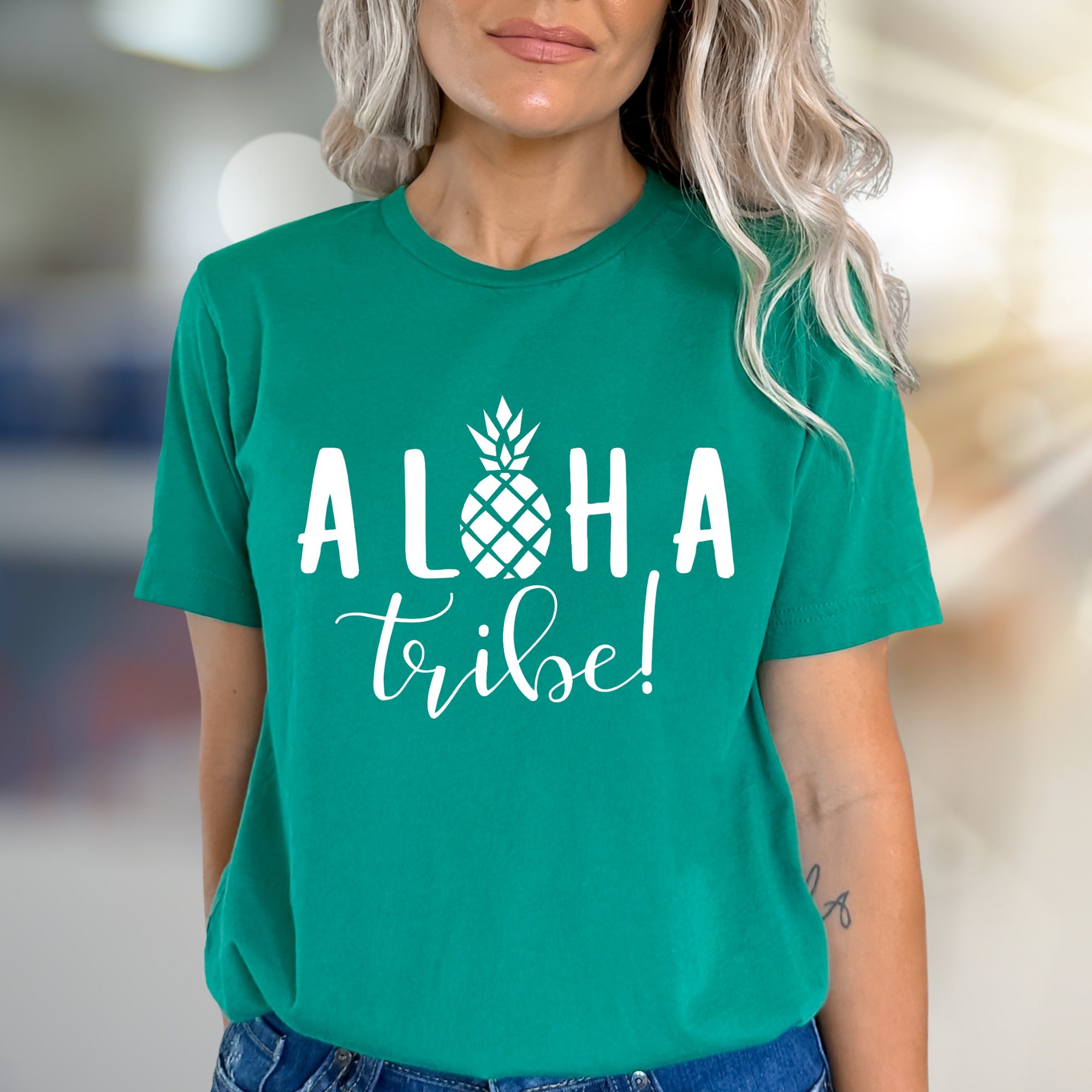 "ALOHA Tribe!" Hawaiian Pineapple Graphic Tee, a Tropical Journey for Island Souls