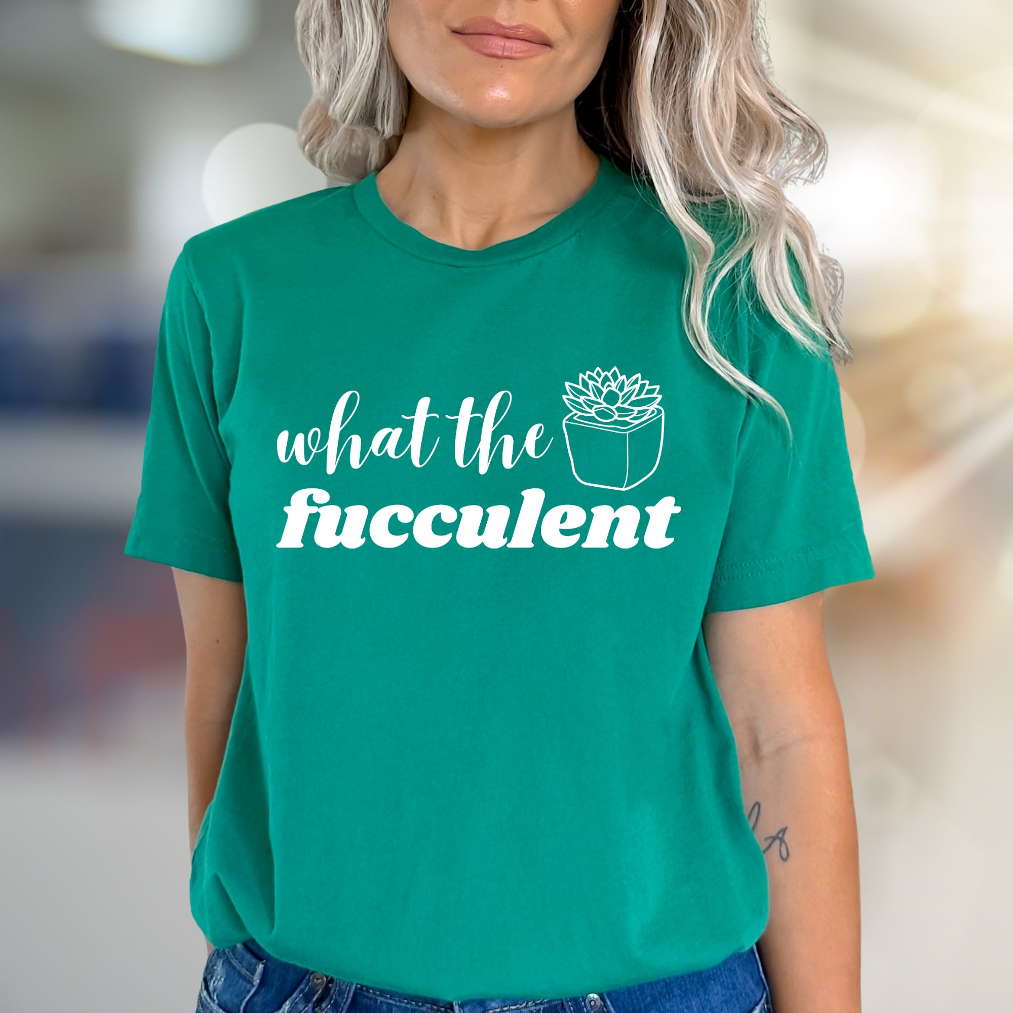 "what the fucculent" Succulent Graphic Tee, a Punny Houseplant Pick for Plant Lovers