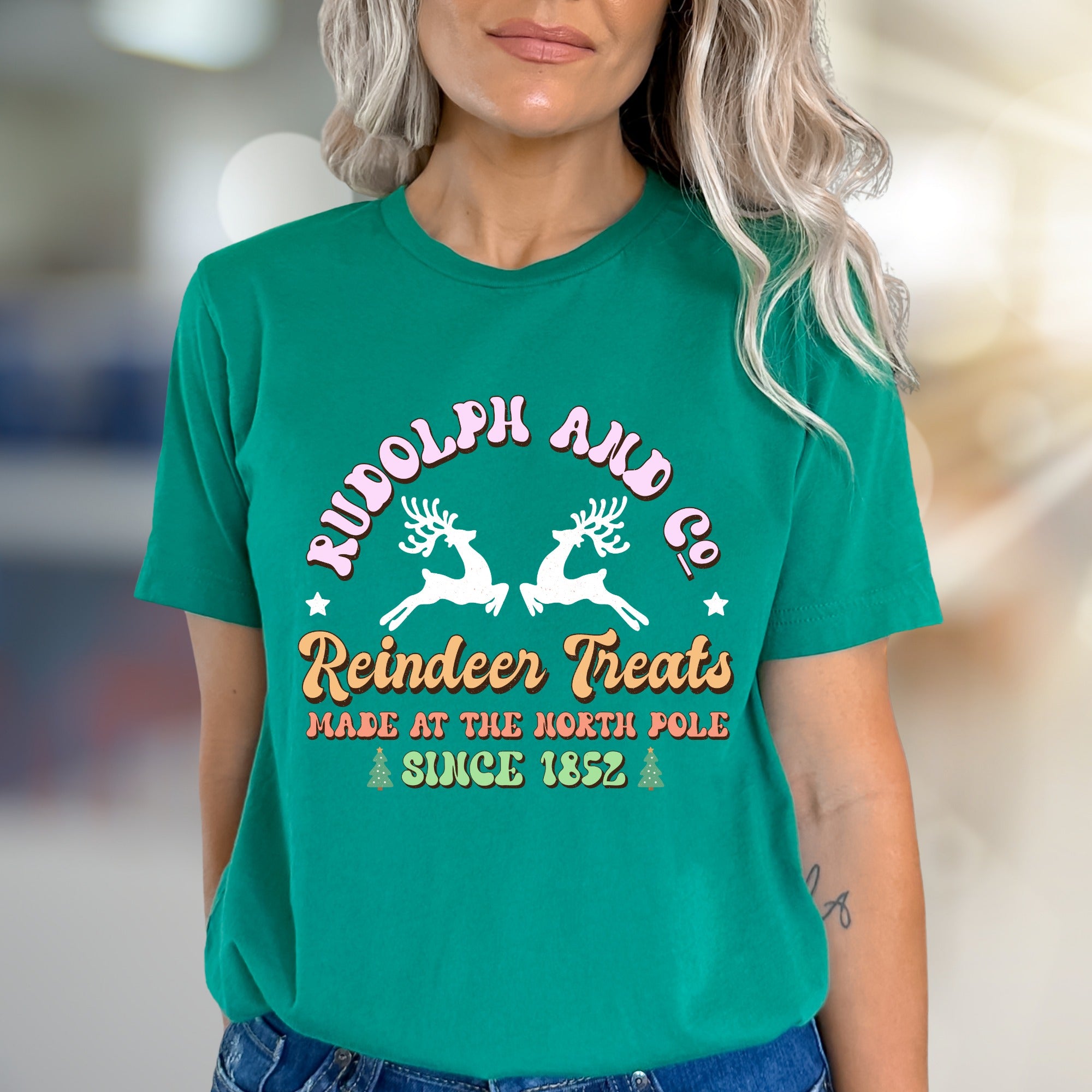 Rudolph and Co Reindeer Treats Holiday Graphic Tee, a Festive Christmas Pick for Everyone