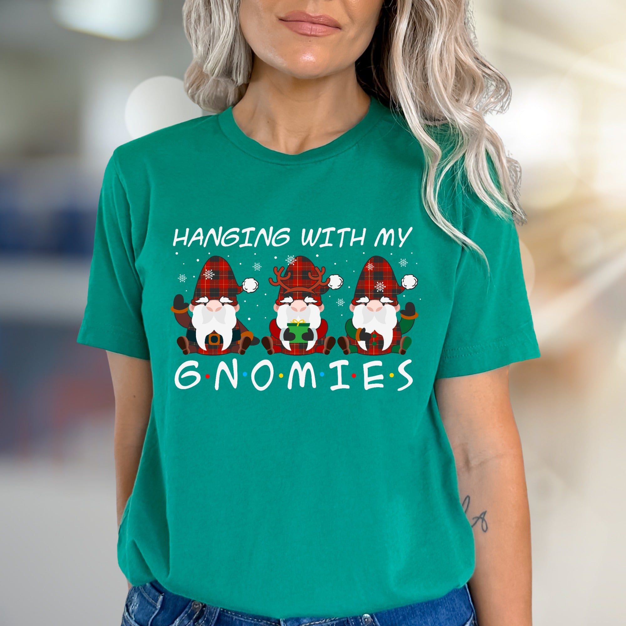 "Hanging With My Gnomies" Christmas Graphic Tee, a Festive Holiday Pick for Friends & Family
