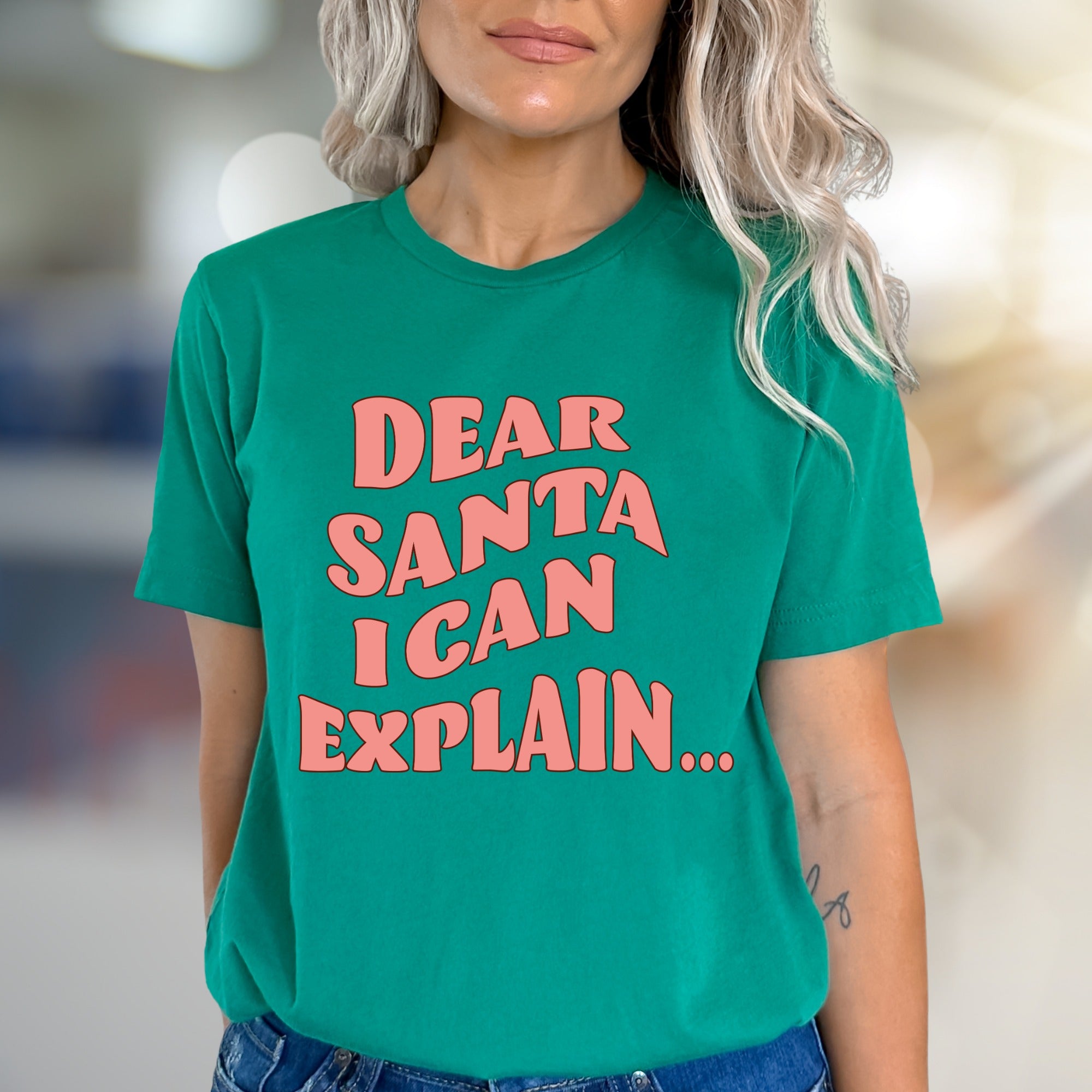"Dear Santa I Can Explain..." Humorous Christmas Graphic Tee, a Festive Pick for Holiday Lovers