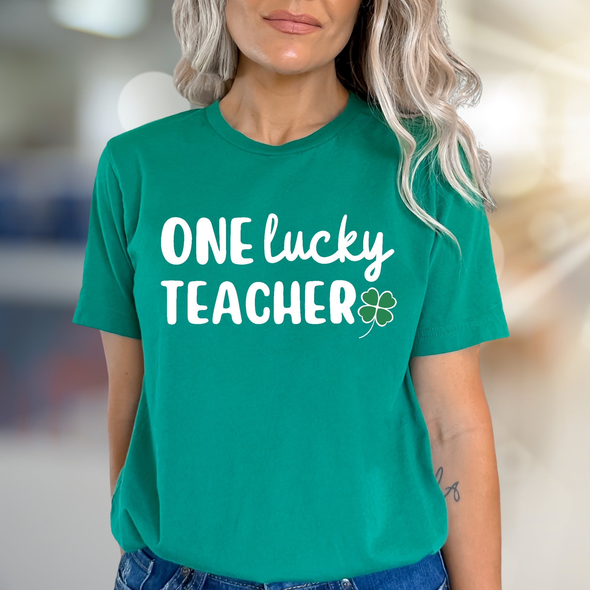"ONE lucky TEACHER" St. Patrick's Day Graphic Tee, a Festive Pick for Educators