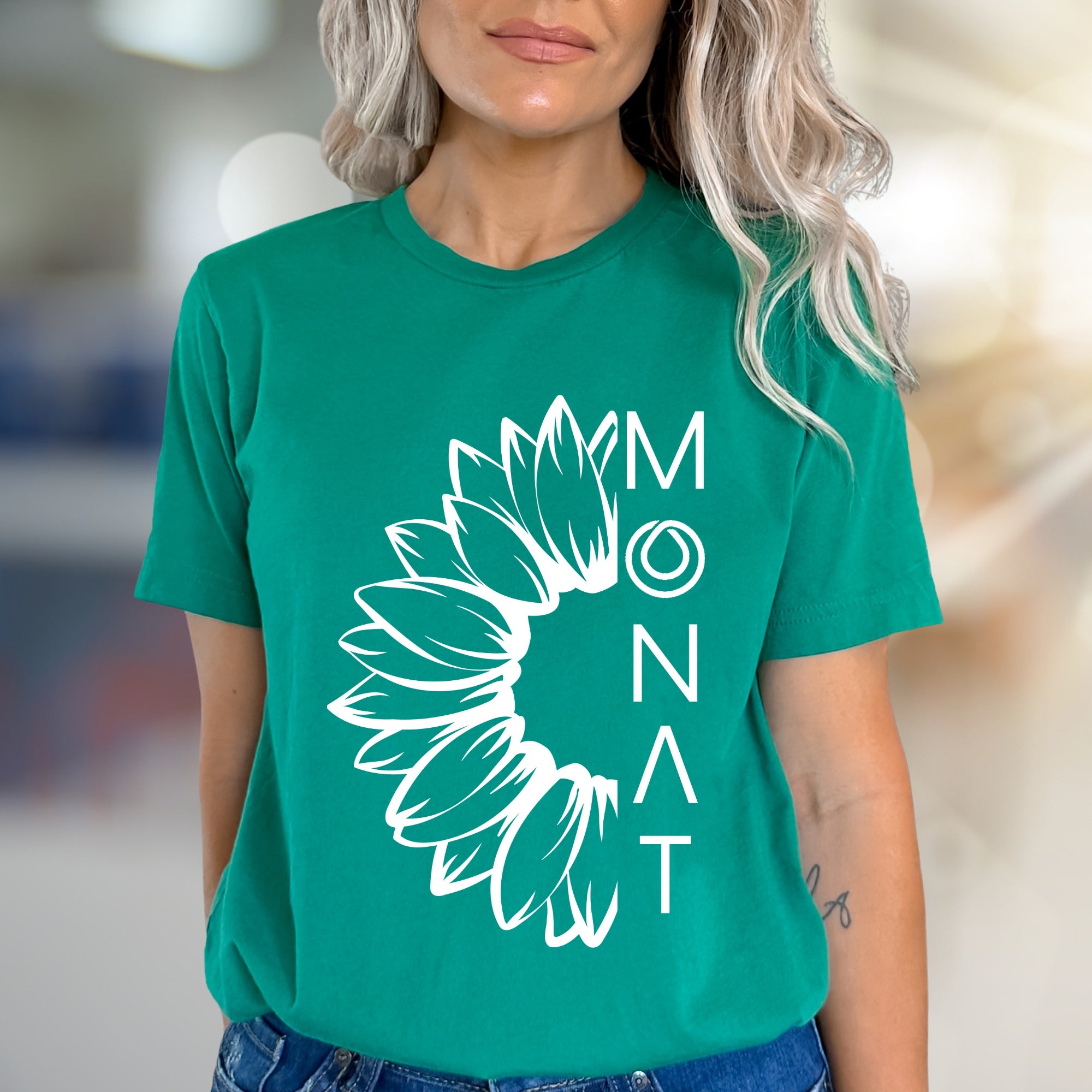 MONAT Sunflower Graphic Tee, A Botanical Statement T-Shirt for Wellness Advocates