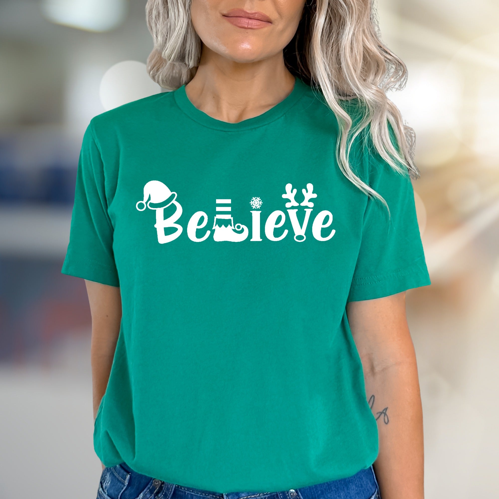 "Believe" Christmas Graphic Tee, a Festive Holiday Pick for Enthusiasts