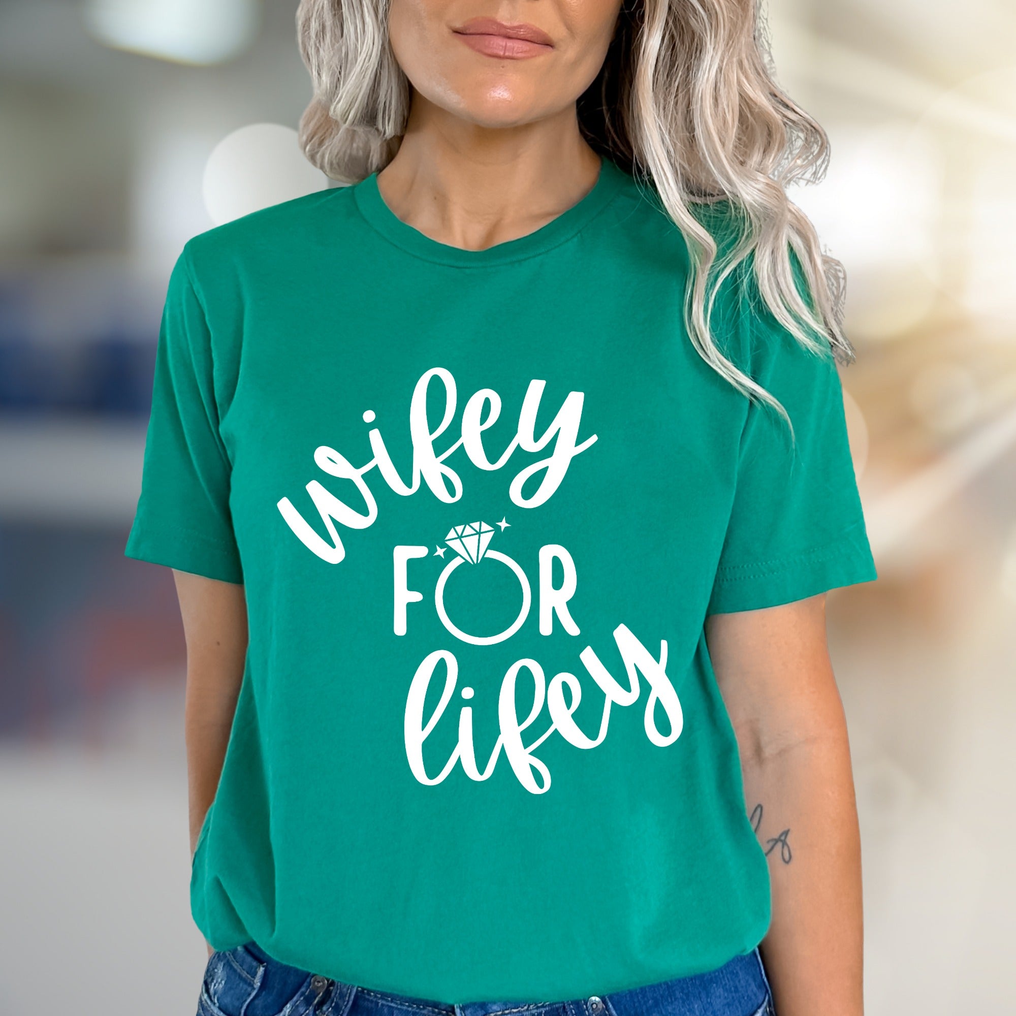 "Wifey For Lifey" Engagement Ring Graphic Tee, a Bridal Shower Pick for Future Wives