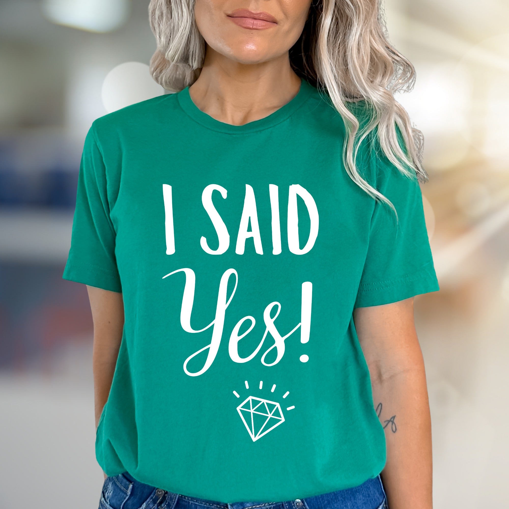 "I Said Yes!" Engagement Graphic Tee, a Bridal Party Pick for Brides-to-Be