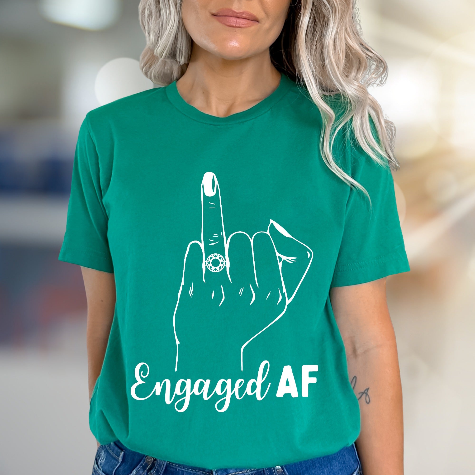 "Engaged AF" Funny Engagement Graphic Tee, a Celebration Pick for Brides-to-Be