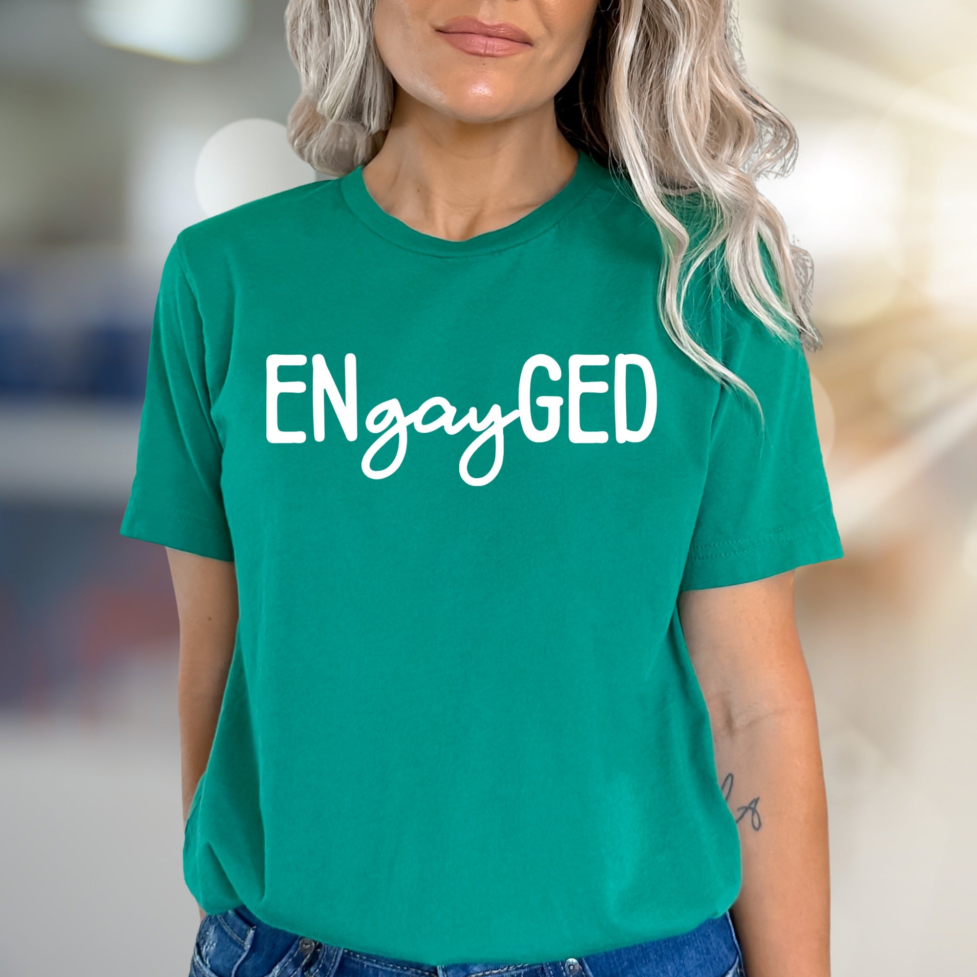 "ENgayGED" Engagement Celebration Graphic Tee, a Pride Pick for Couples