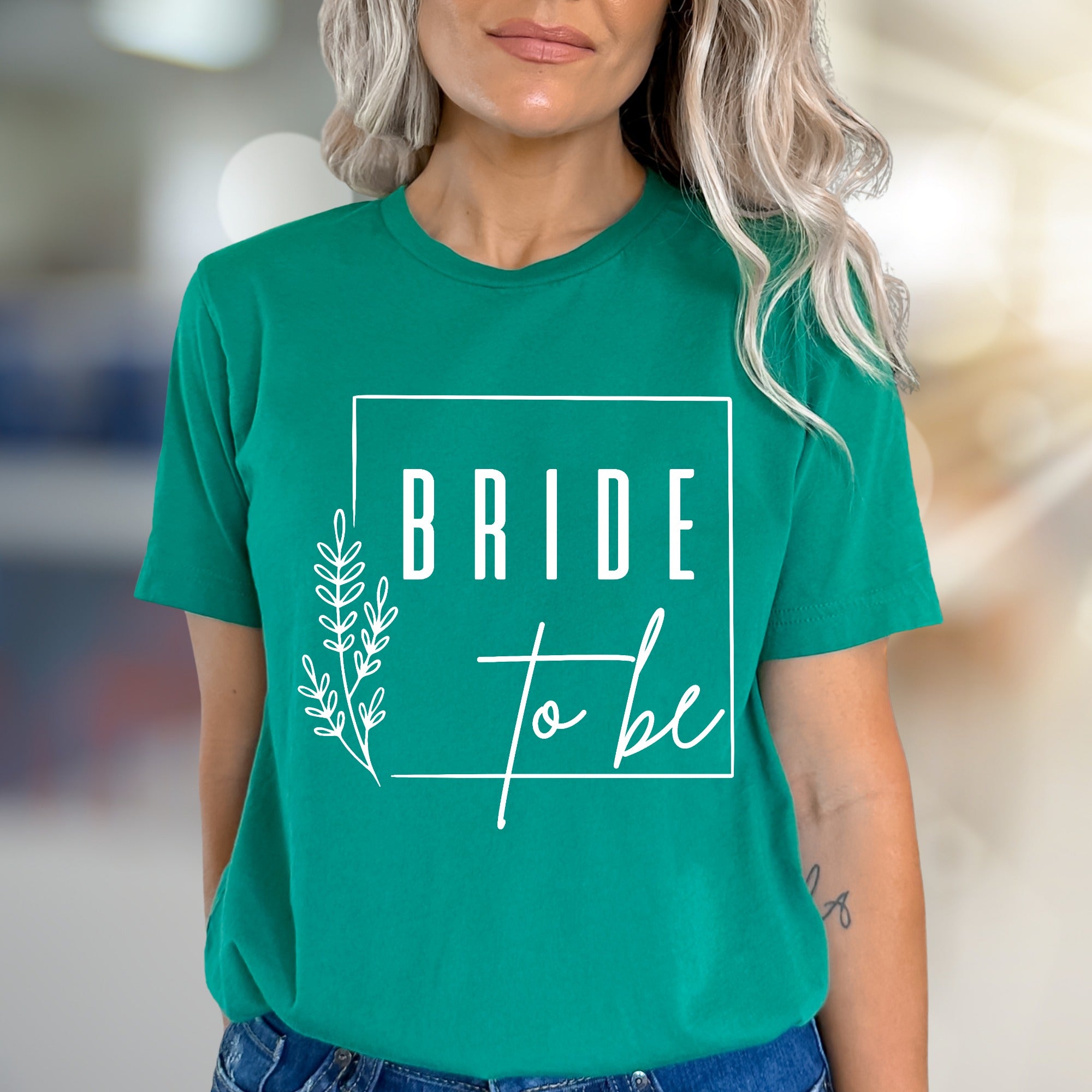 "BRIDE to be" Floral Frame Graphic Tee, a Bridal Party Pick for Engaged Women