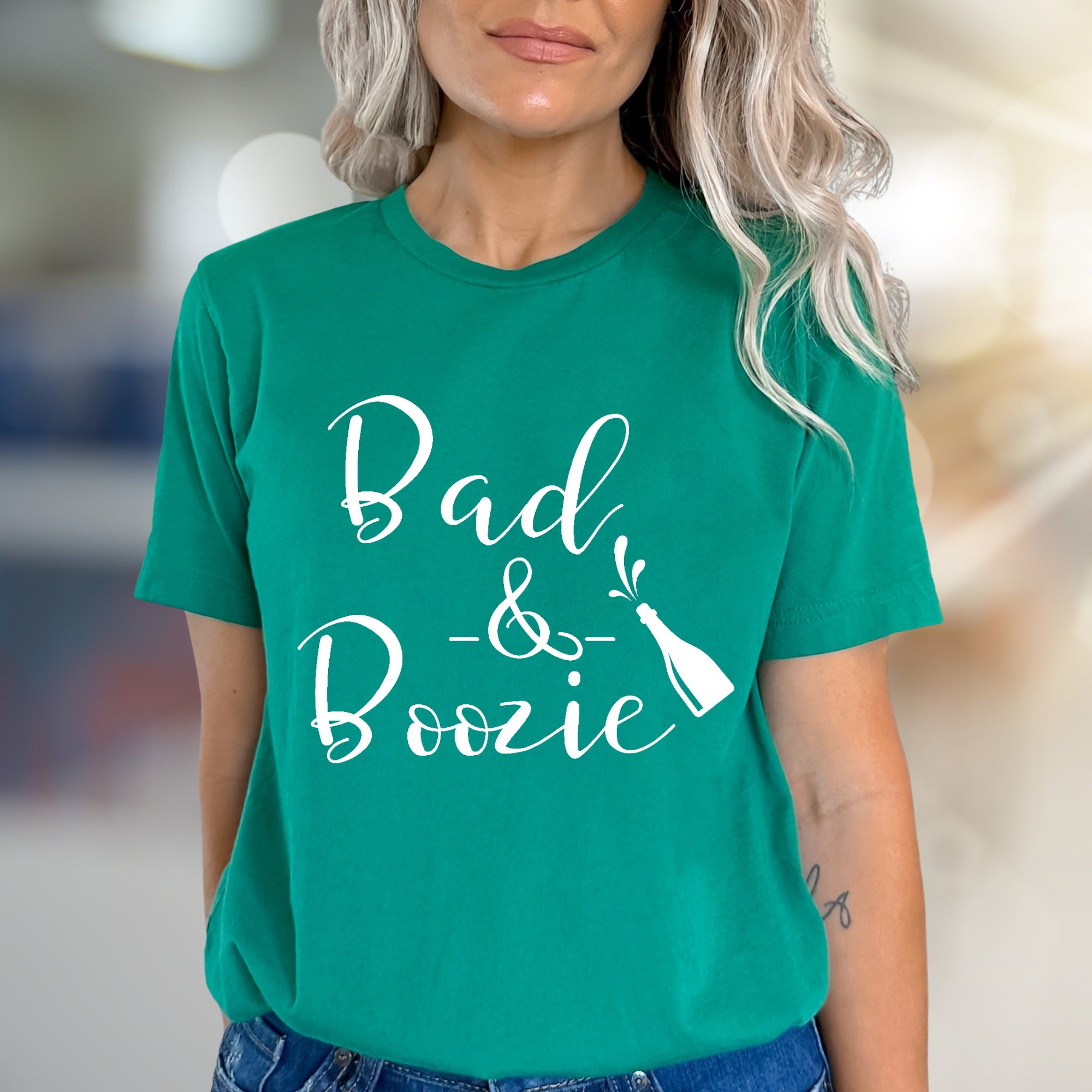 "Bad & Boozie" Party Lifestyle Graphic Tee, a Fun Night Out Pick for Celebration Lovers