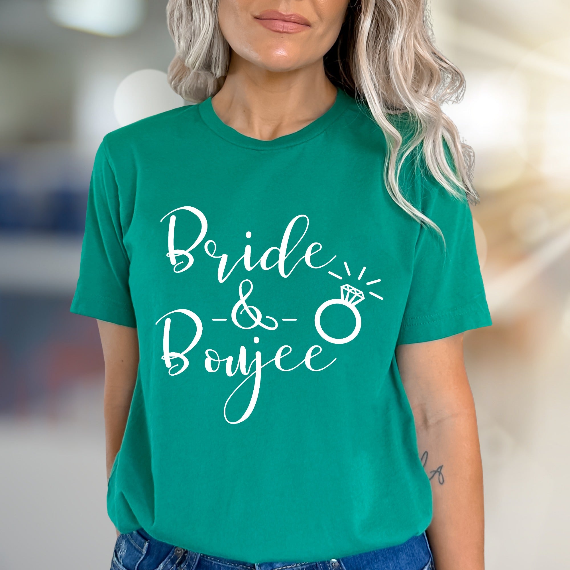 "Bride & Boujee" Wedding Ring Graphic Tee, a Bachelorette Party Pick for Future Wives