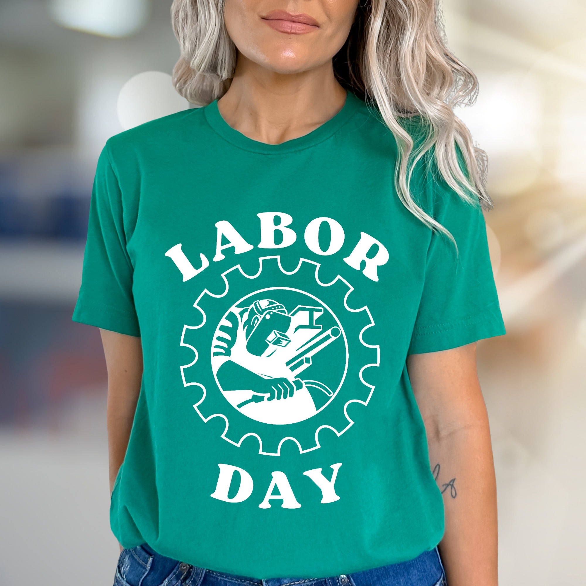 "LABOR DAY" Industrial Gear Graphic Tee, a Worker's Pride Pick for Everyone