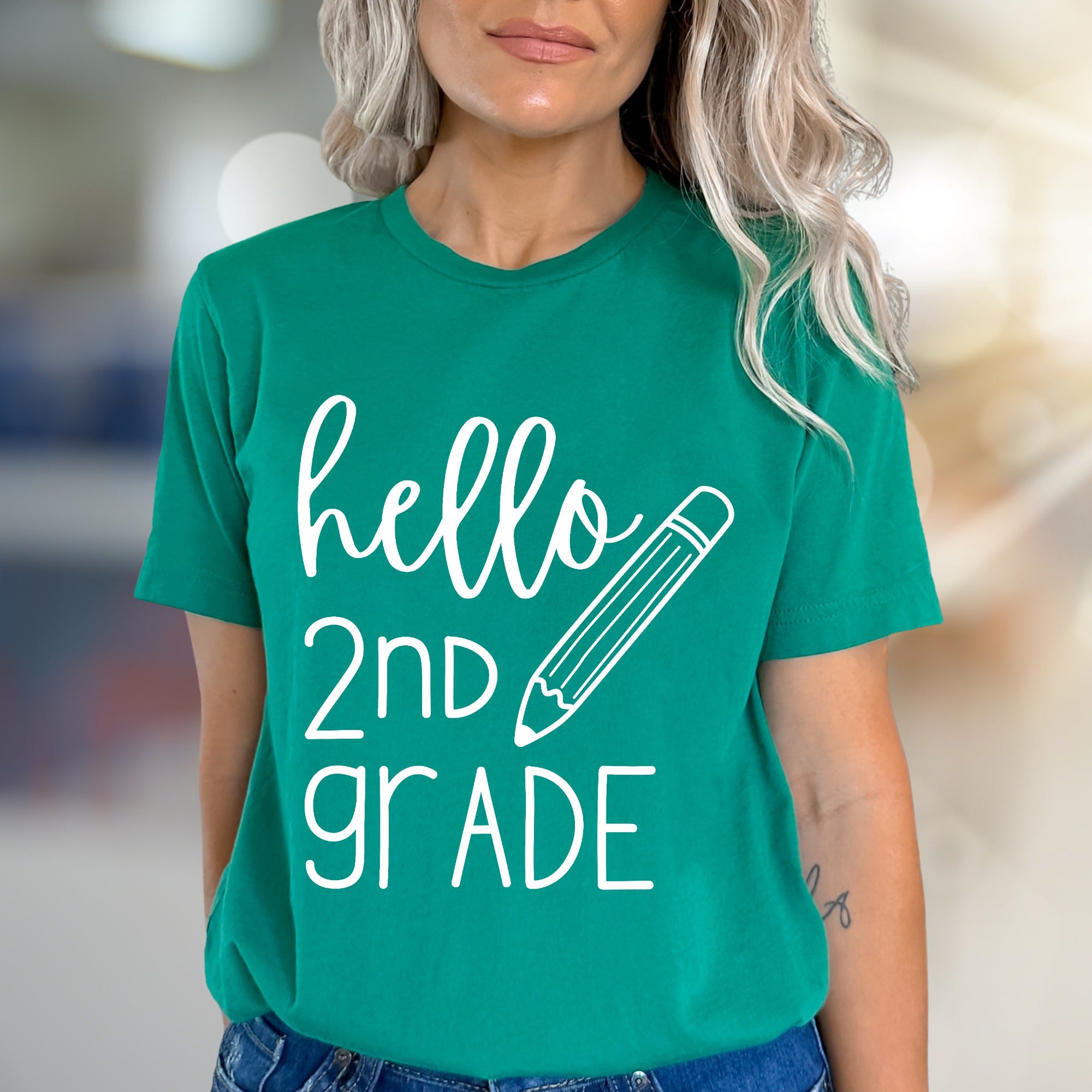 "Hello 2nd Grade" Back To School Graphic Tee, A Student's First Day Pick
