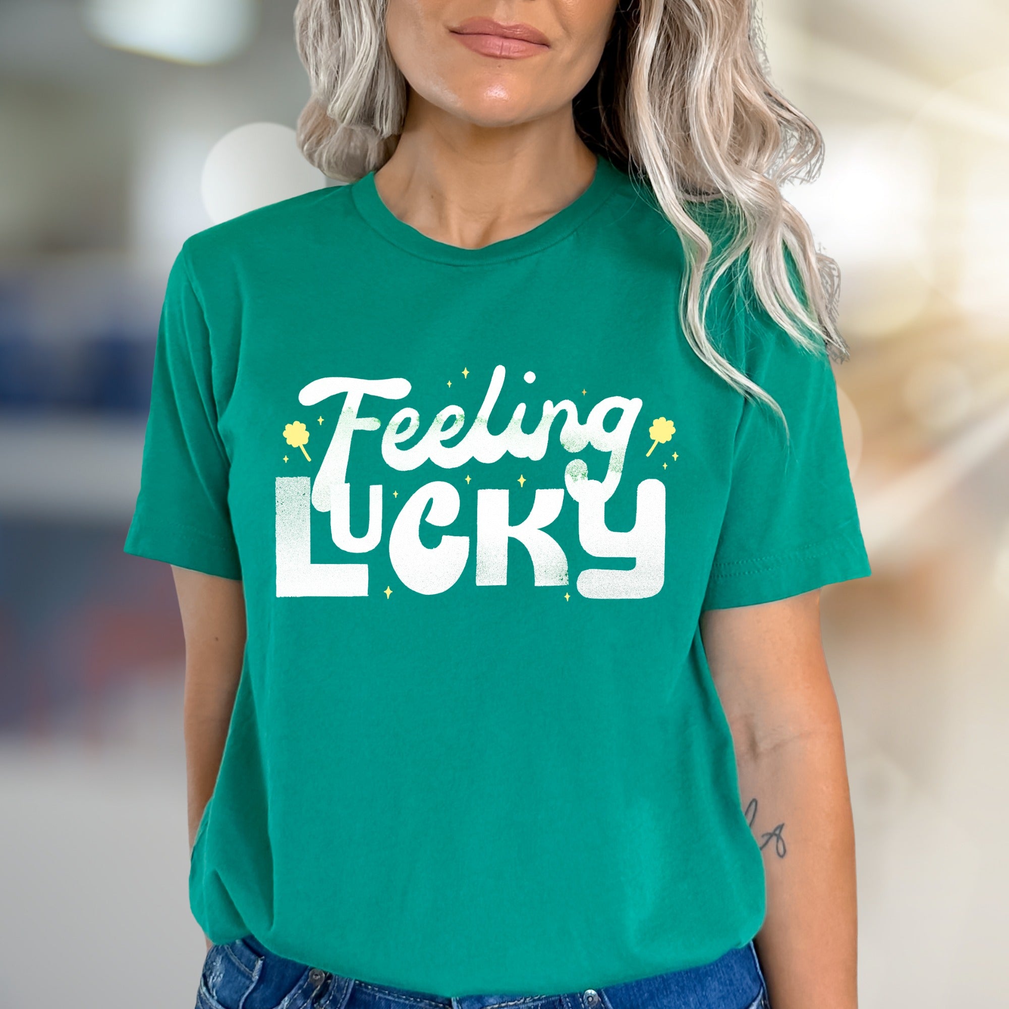 "Feeling Lucky" Whimsical Graphic Tee, a St. Patrick's Day Pick for Everyone