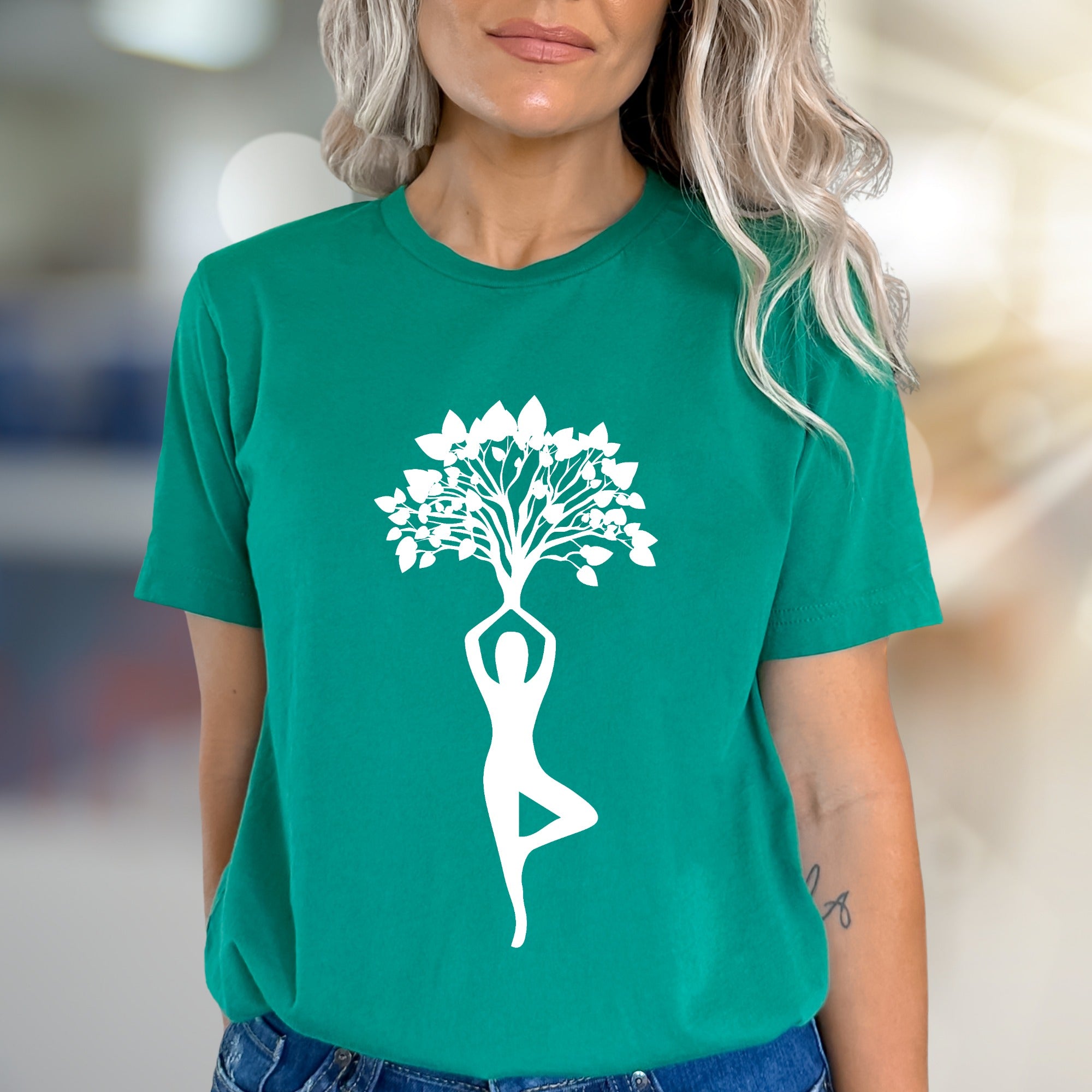 Zen Tree Pose Yoga Graphic Tee, A Spiritual Lifestyle Pick for Wellness Enthusiasts
