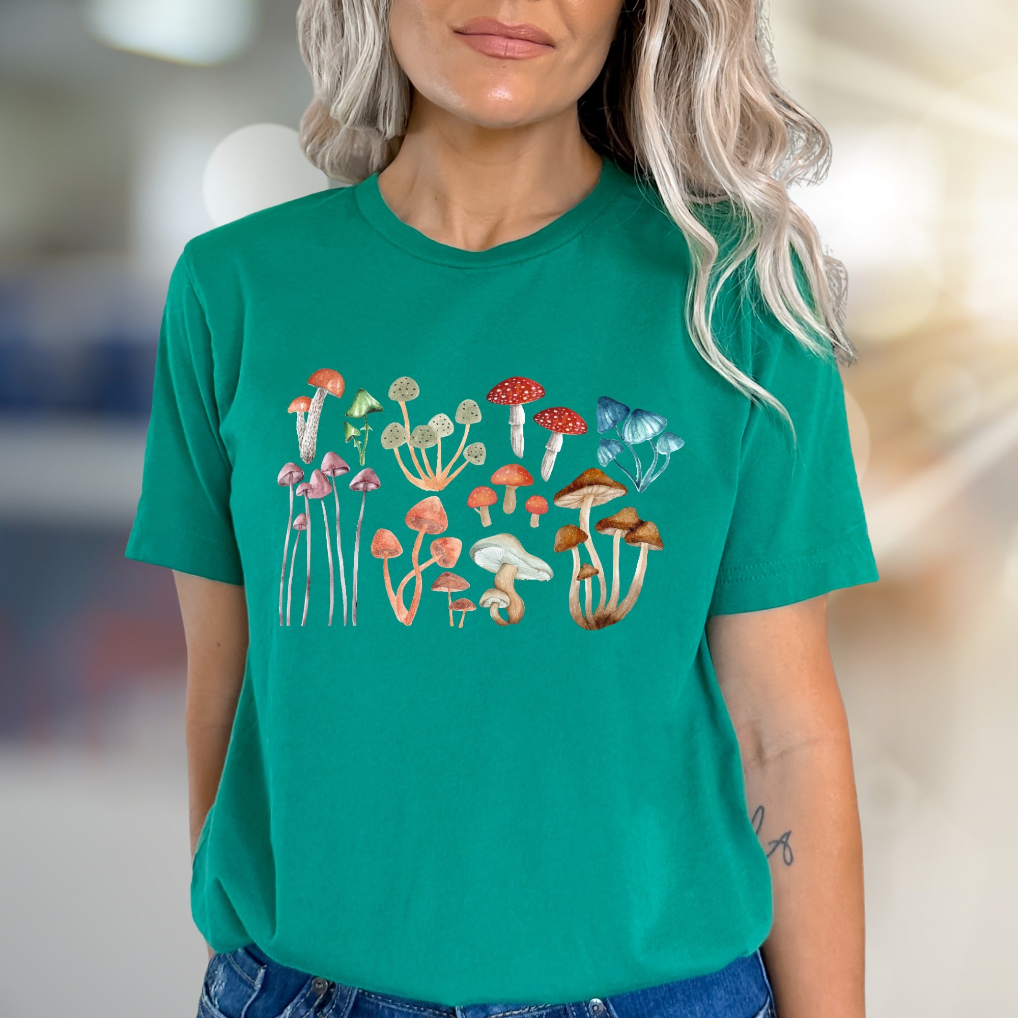 Mushroom Forest Gathering Graphic Tee, A Whimsical Nature Pick for Cottagecore Fans