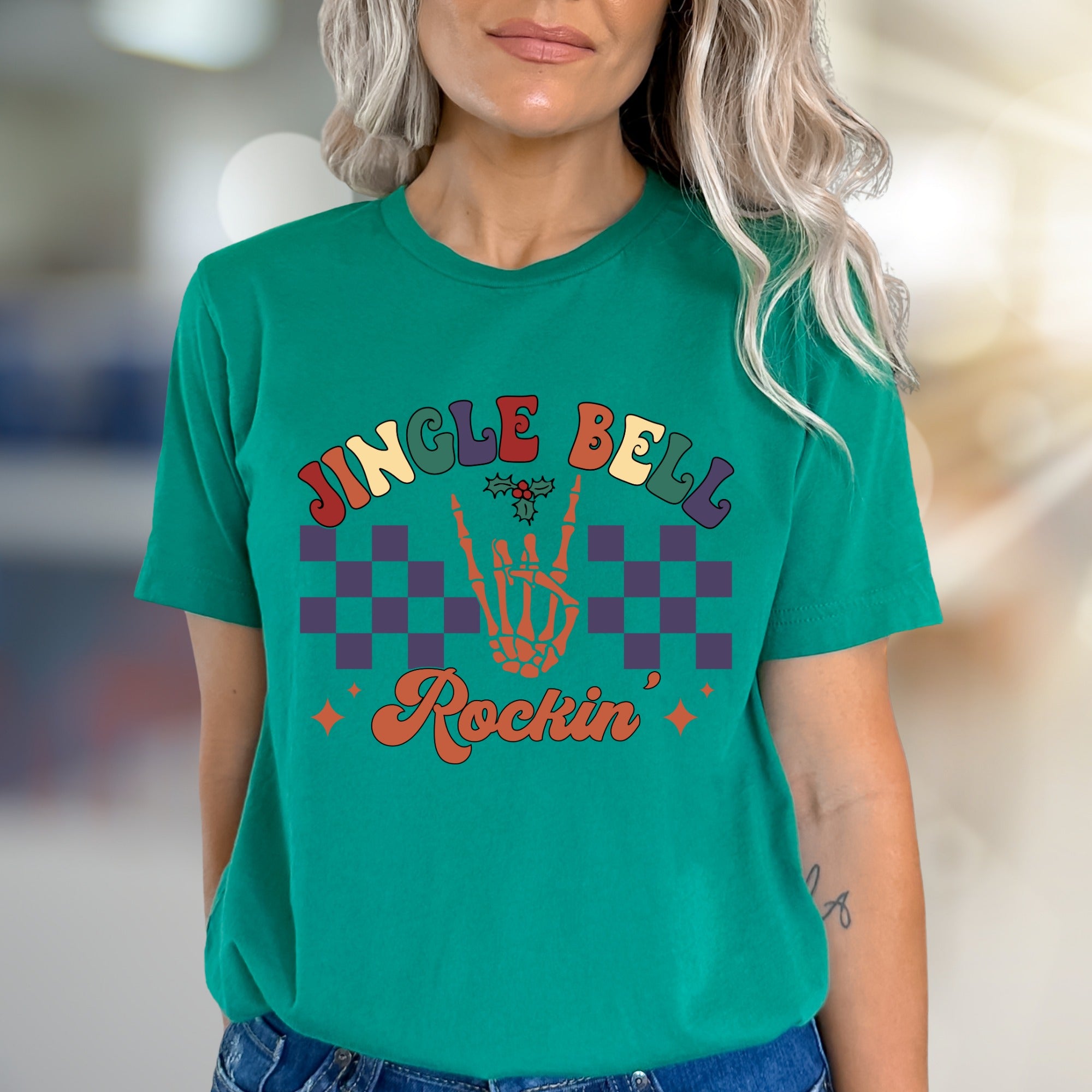 "Jingle Bell Rockin'" Retro Christmas Graphic Tee, a Festive Vibe for Holiday Lovers