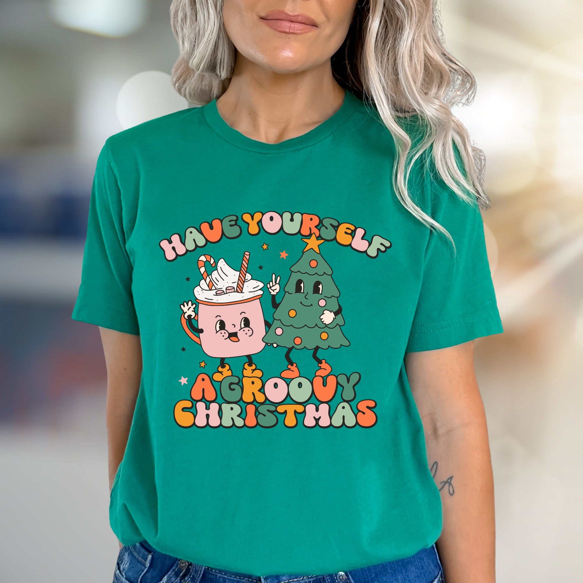 "Have Yourself a Groovy Christmas" Retro Holiday Graphic Tee, a Funky Festive Pick for Everyone