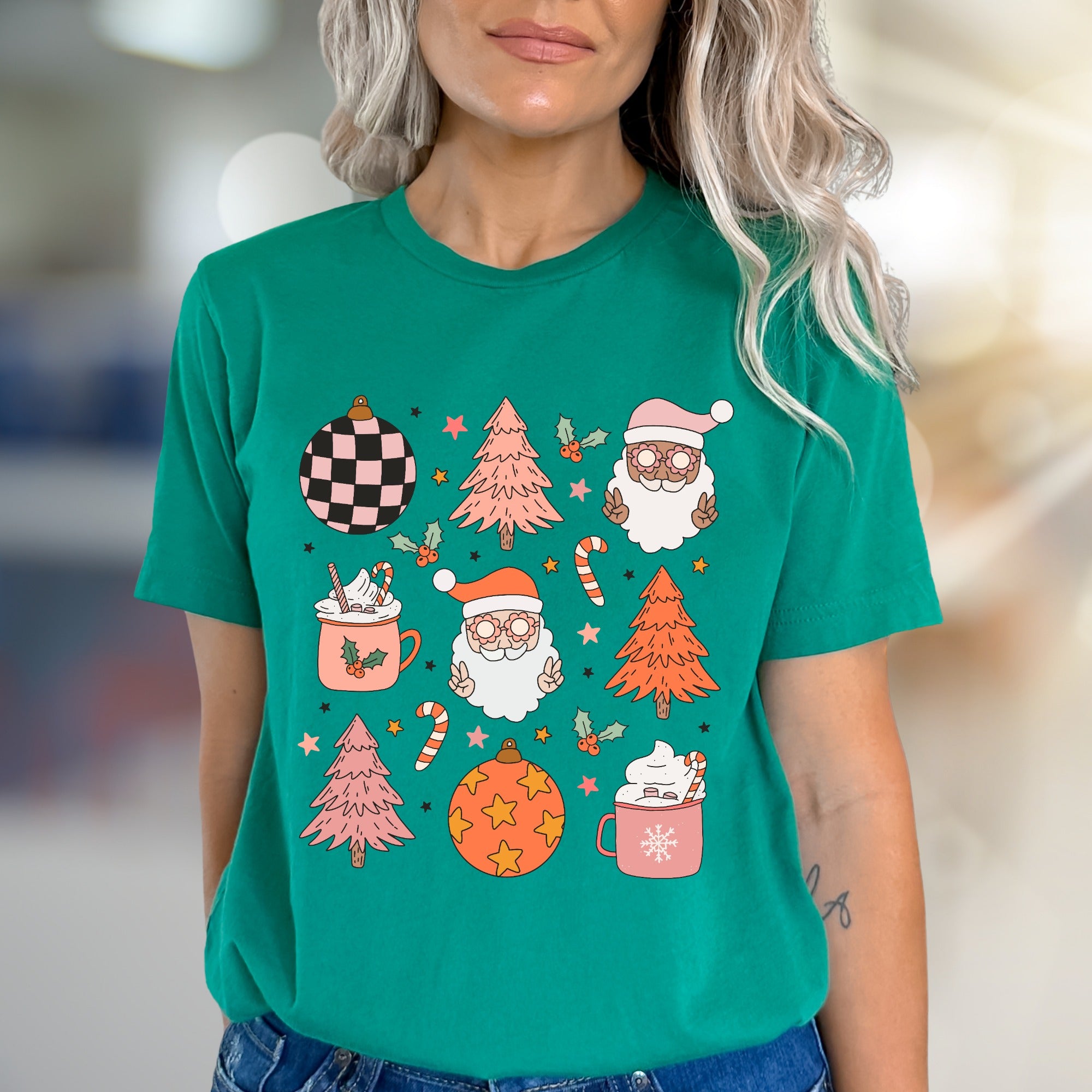Retro Christmas Santa & Hot Cocoa Graphic Tee, A Cozy Holiday Pick for Everyone