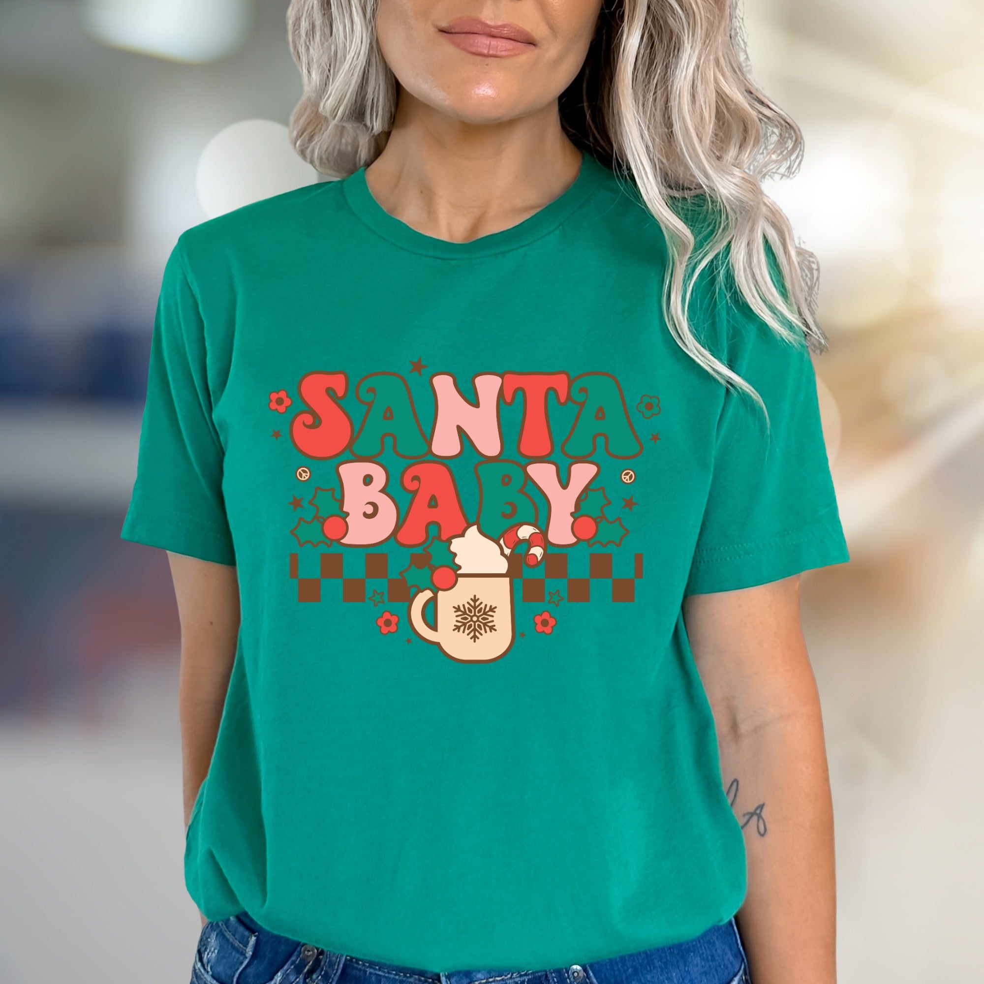 "SANTA BABY" Retro Christmas Graphic Tee, a Festive Niche Pick for Holiday Lovers